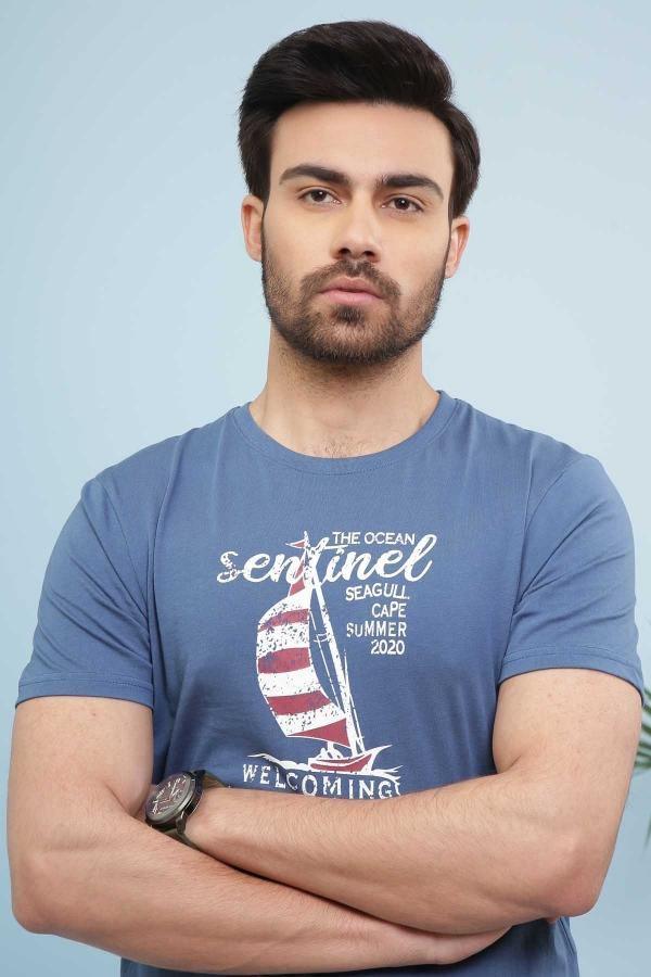T SHIRT ROUND NECK BLUE at Charcoal Clothing