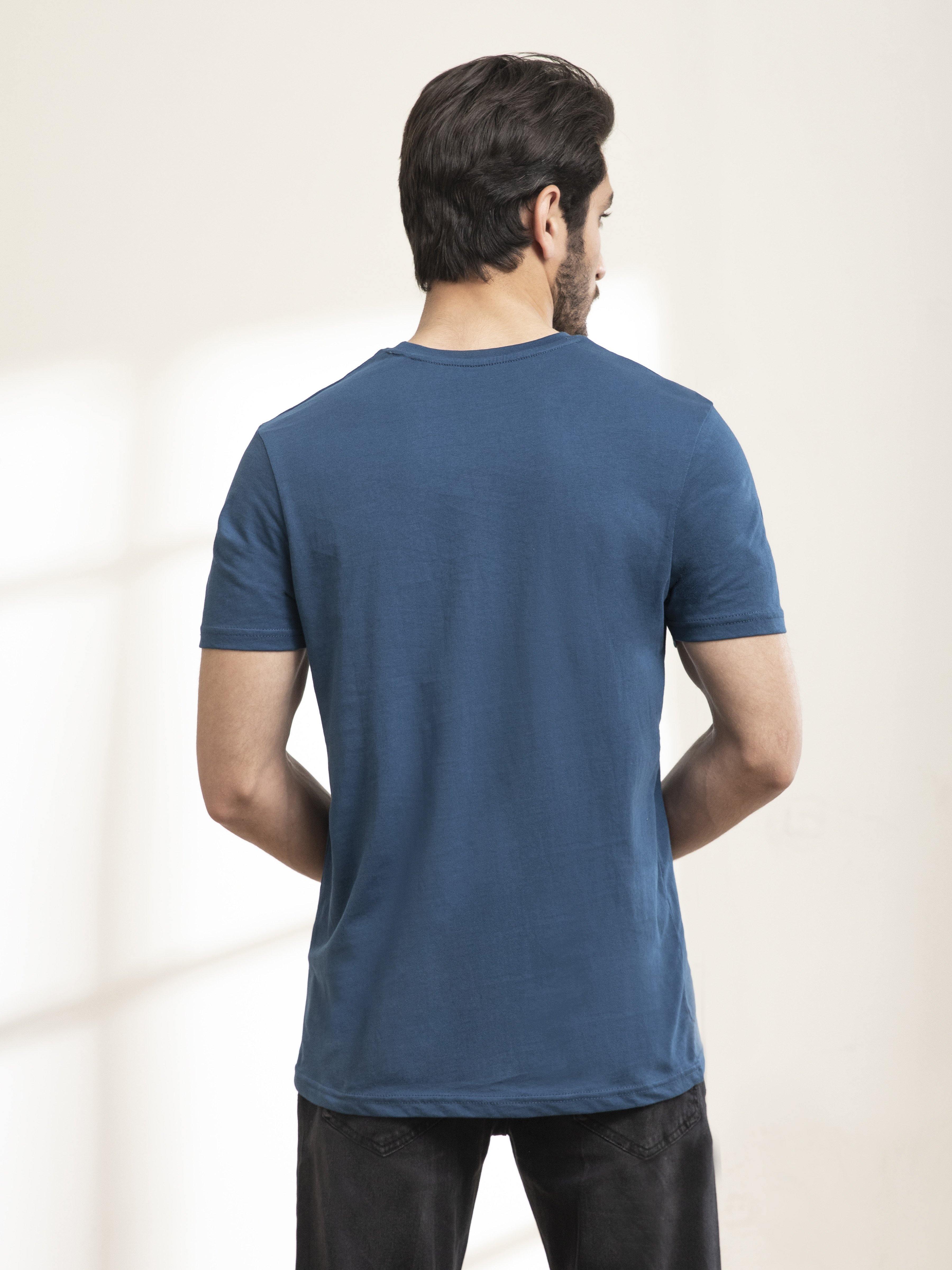 T SHIRT ROUND NECK BODY TREES TEAL at Charcoal Clothing