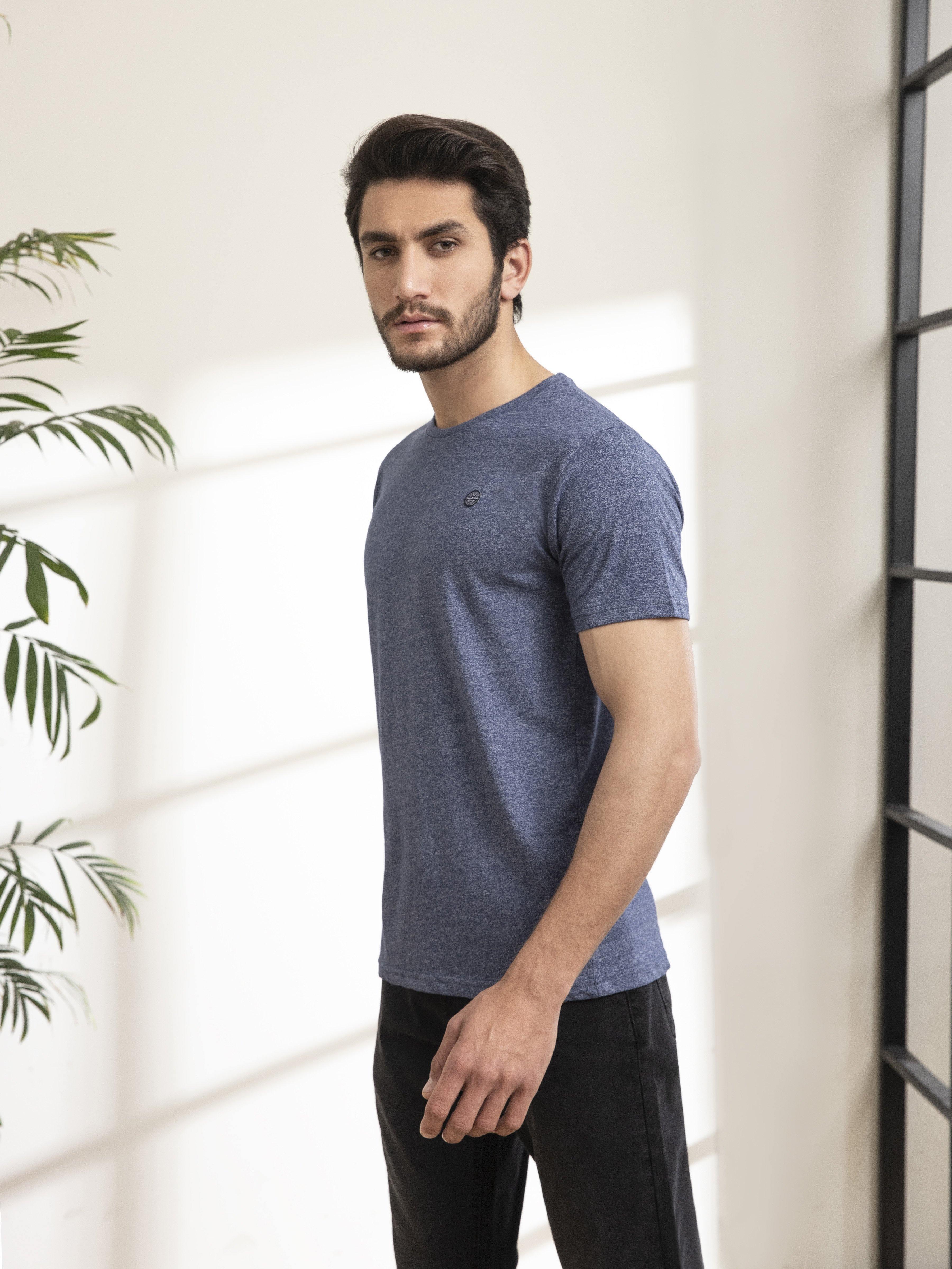 T SHIRT ROUND NECK CHAIN YARN BLUE at Charcoal Clothing