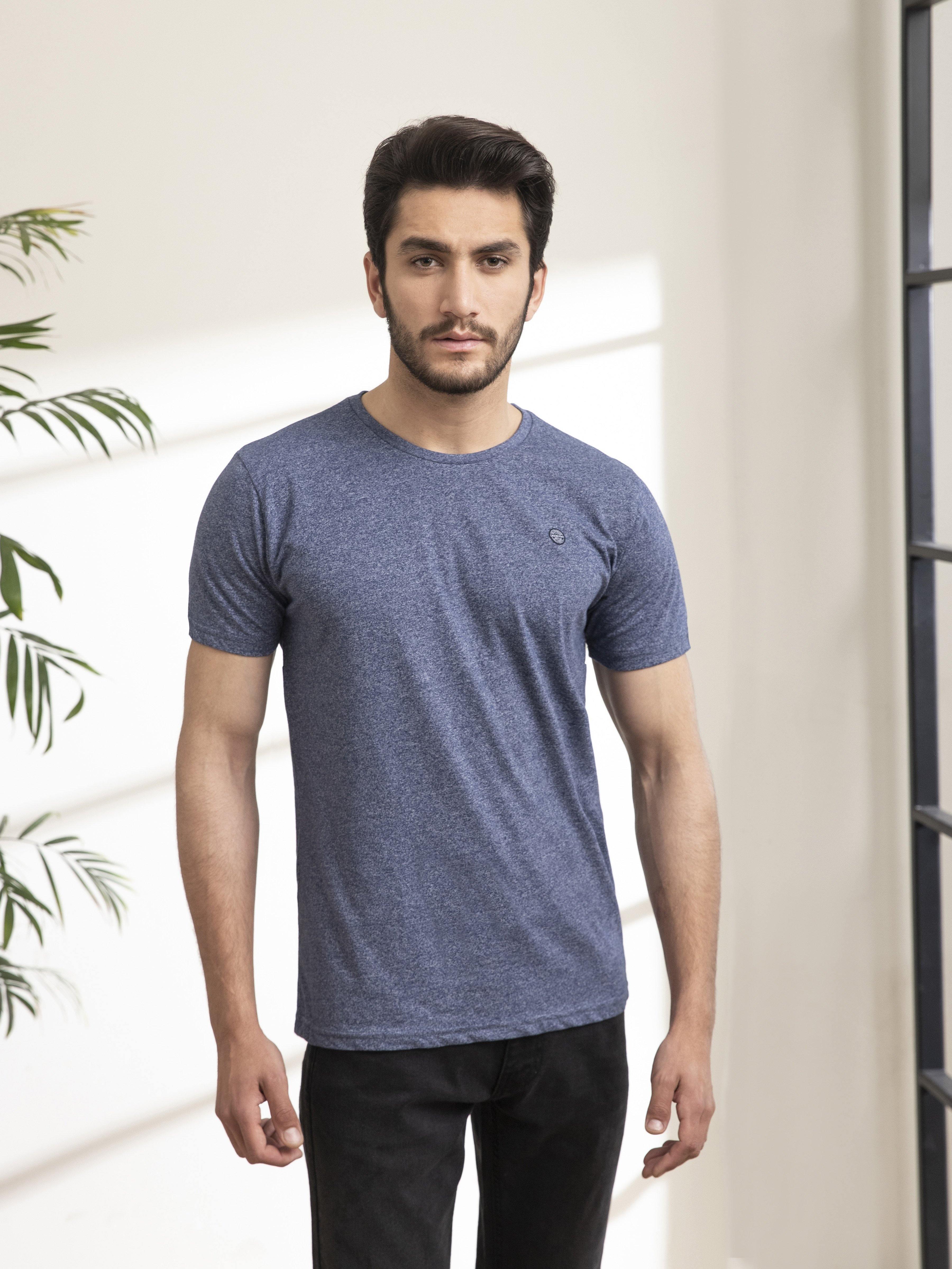T SHIRT ROUND NECK CHAIN YARN BLUE at Charcoal Clothing