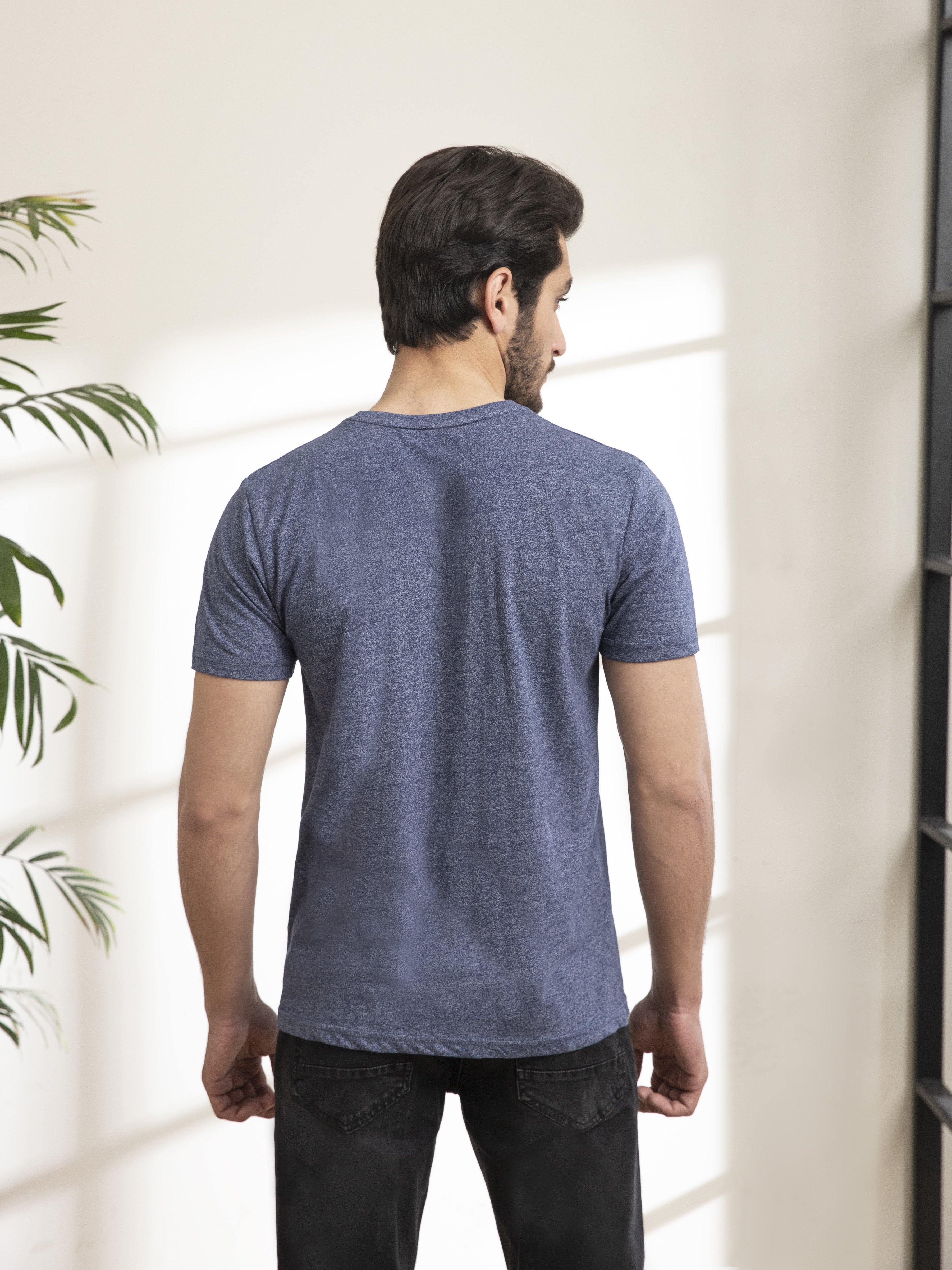 T SHIRT ROUND NECK CHAIN YARN BLUE at Charcoal Clothing