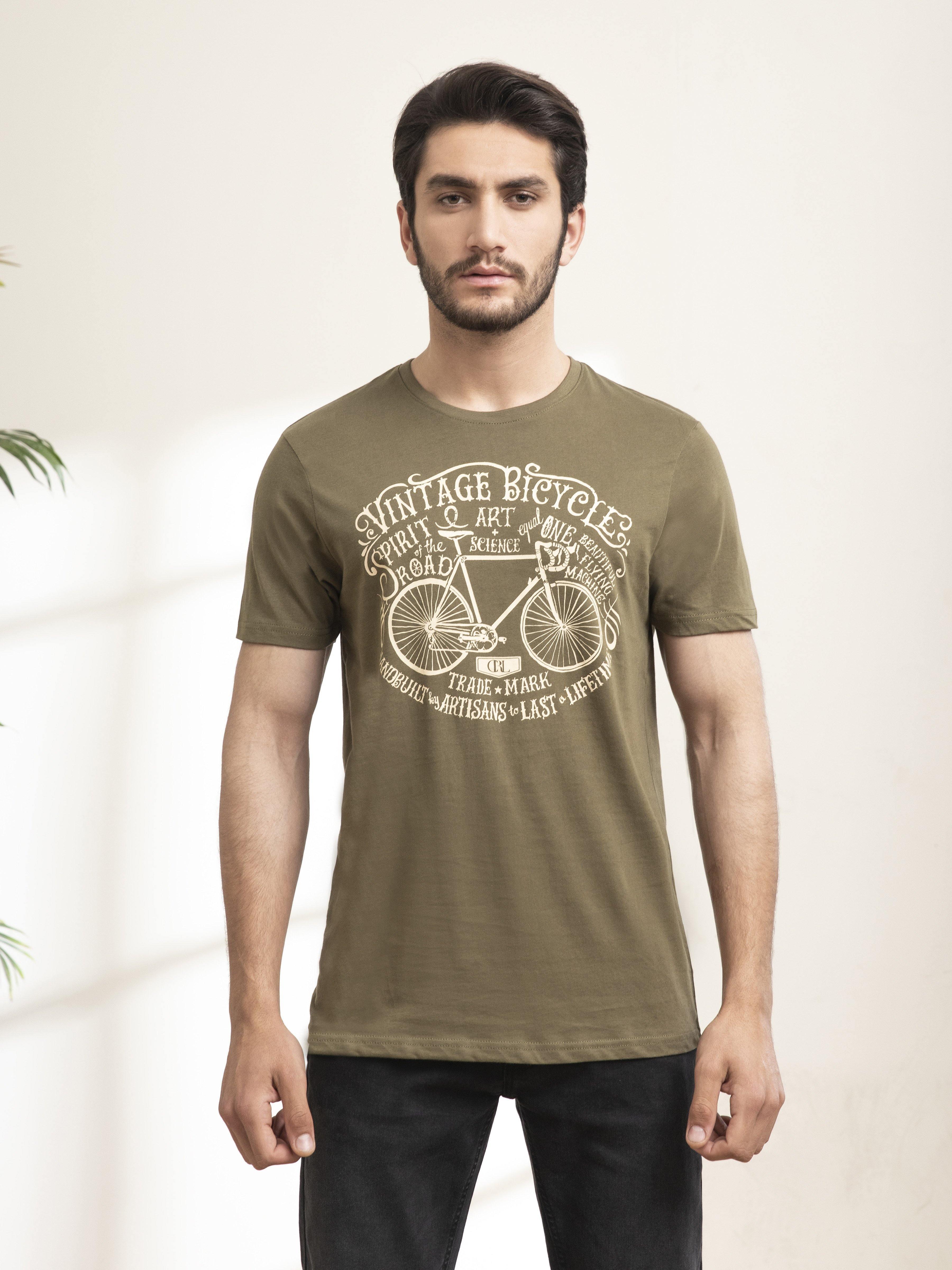 T SHIRT ROUND NECK CYCLE GREEN at Charcoal Clothing