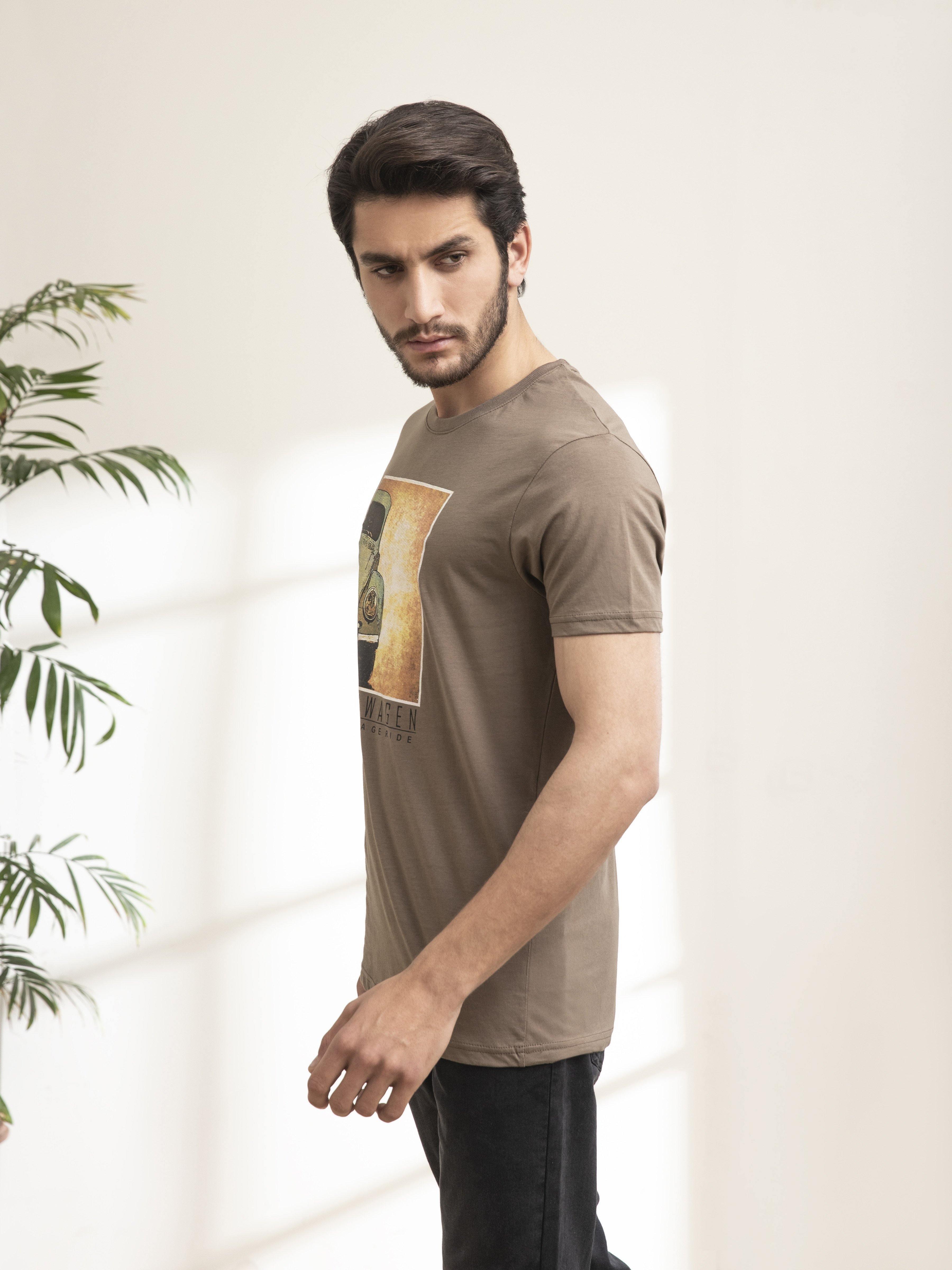 T SHIRT ROUND NECK FOXY LIGHT BROWN at Charcoal Clothing