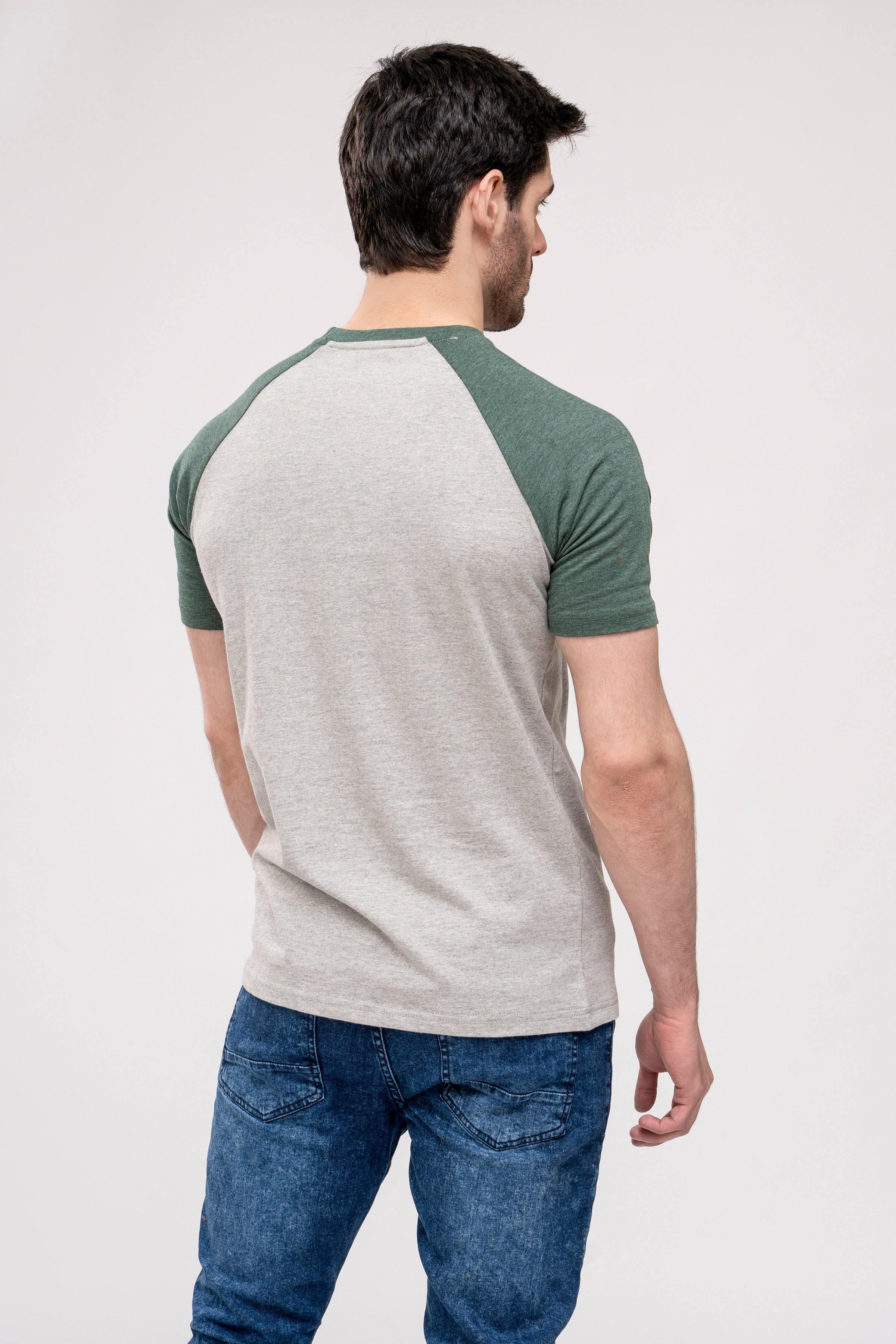 T SHIRT ROUND NECK GREY GREEN at Charcoal Clothing