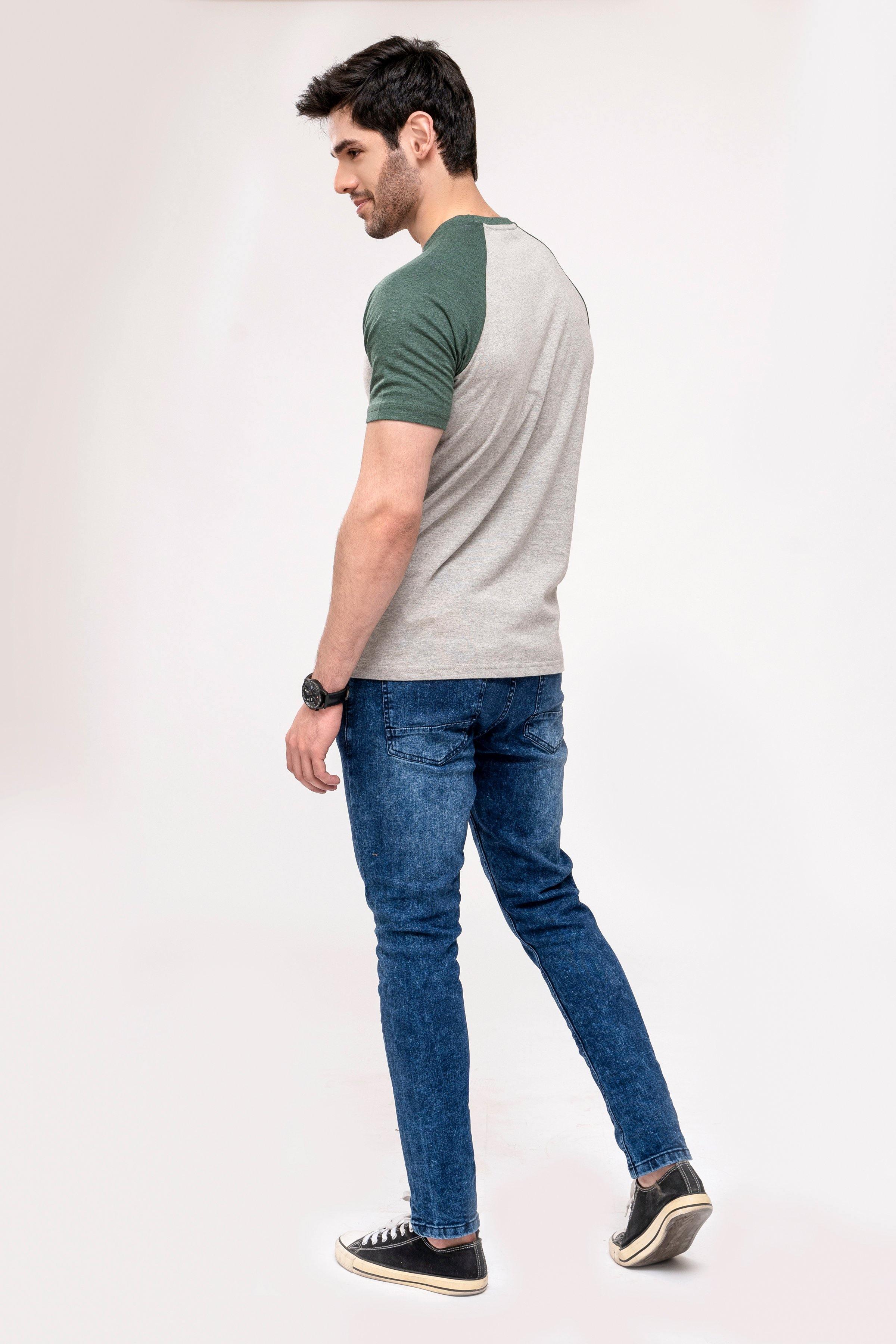 T SHIRT ROUND NECK GREY GREEN at Charcoal Clothing