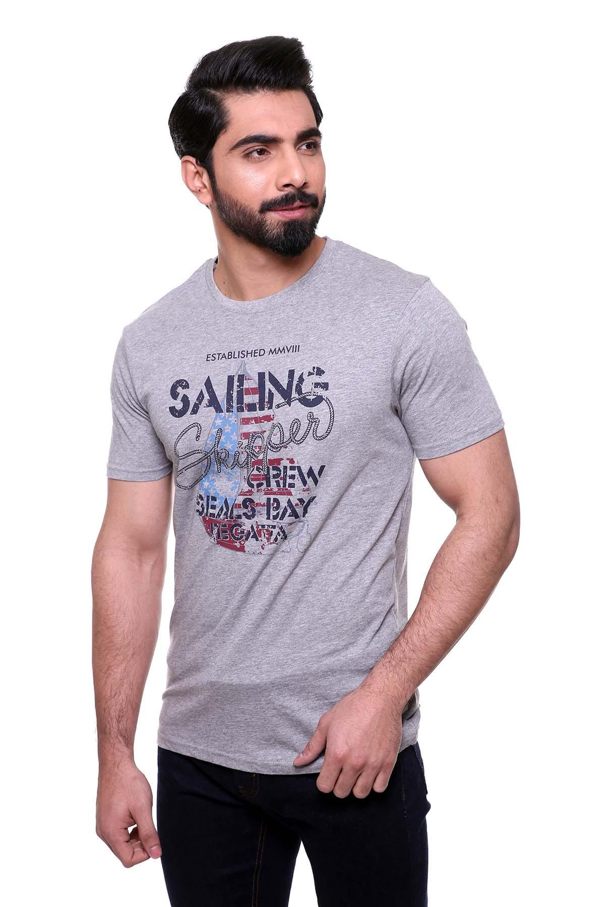 T SHIRT ROUND NECK GREY at Charcoal Clothing