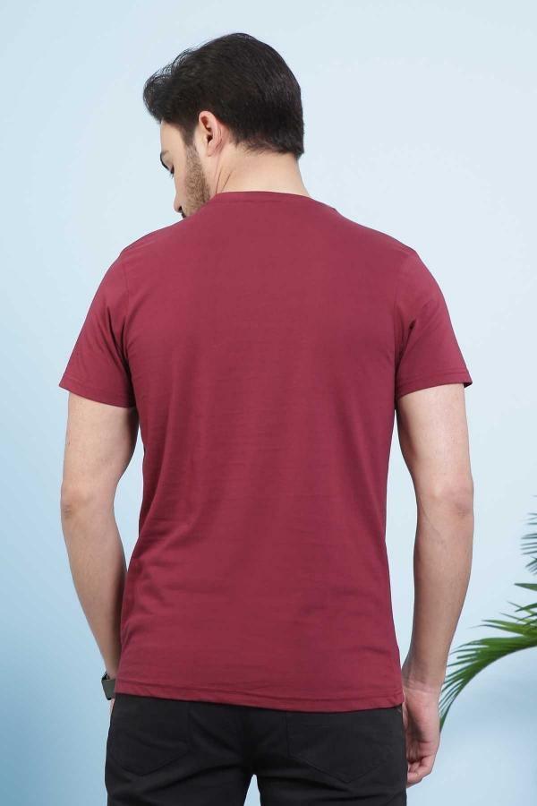 T SHIRT ROUND NECK MAROON at Charcoal Clothing