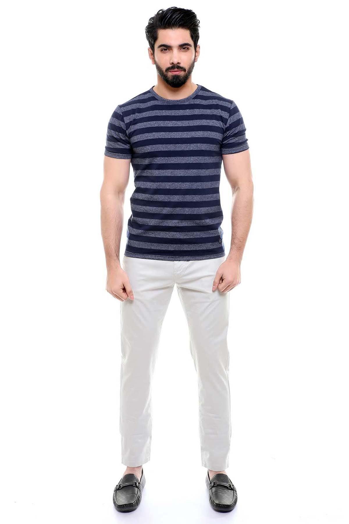 T SHIRT ROUND NECK NAVY BLUE at Charcoal Clothing