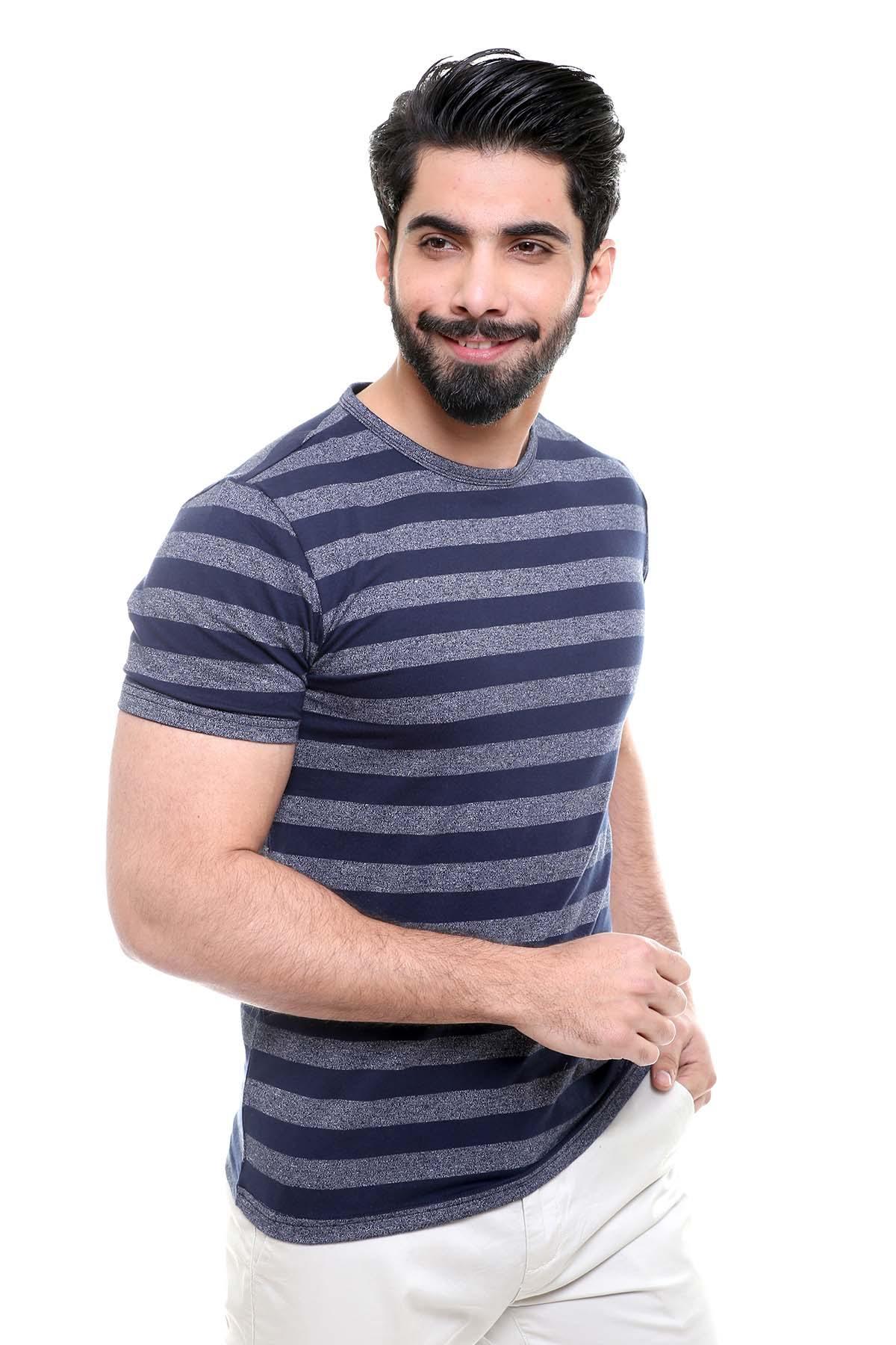 T SHIRT ROUND NECK NAVY BLUE at Charcoal Clothing