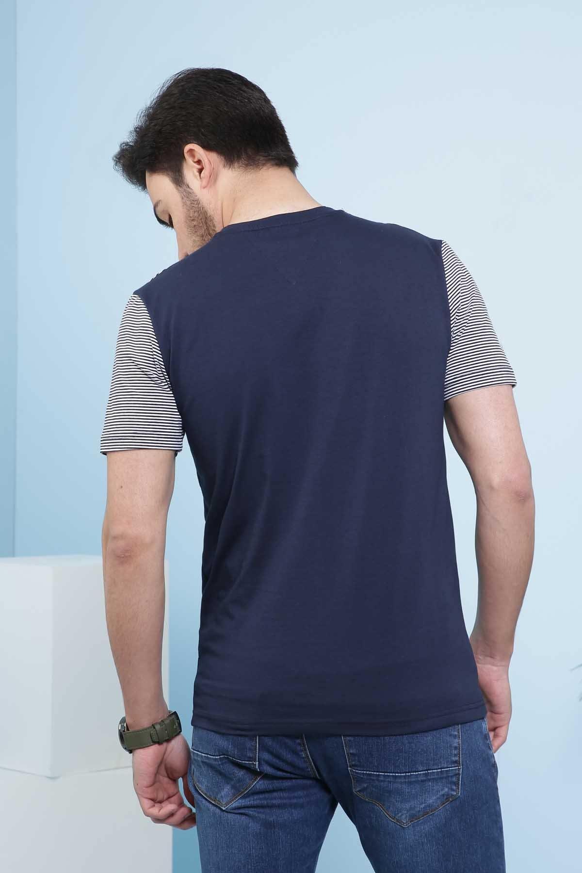 T SHIRT ROUND NECK NAVY at Charcoal Clothing