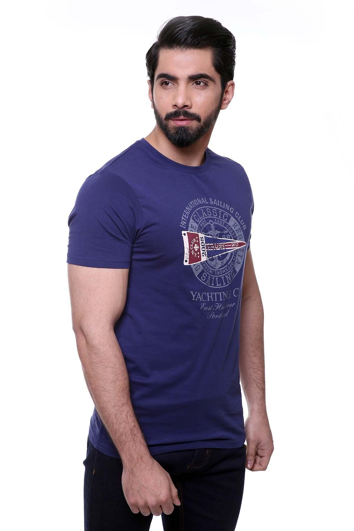T SHIRT ROUND NECK NAVY at Charcoal Clothing