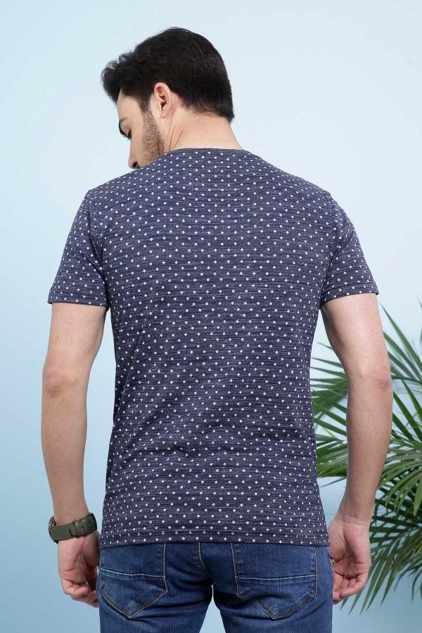 T SHIRT ROUND NECK PRINTED NAVY at Charcoal Clothing