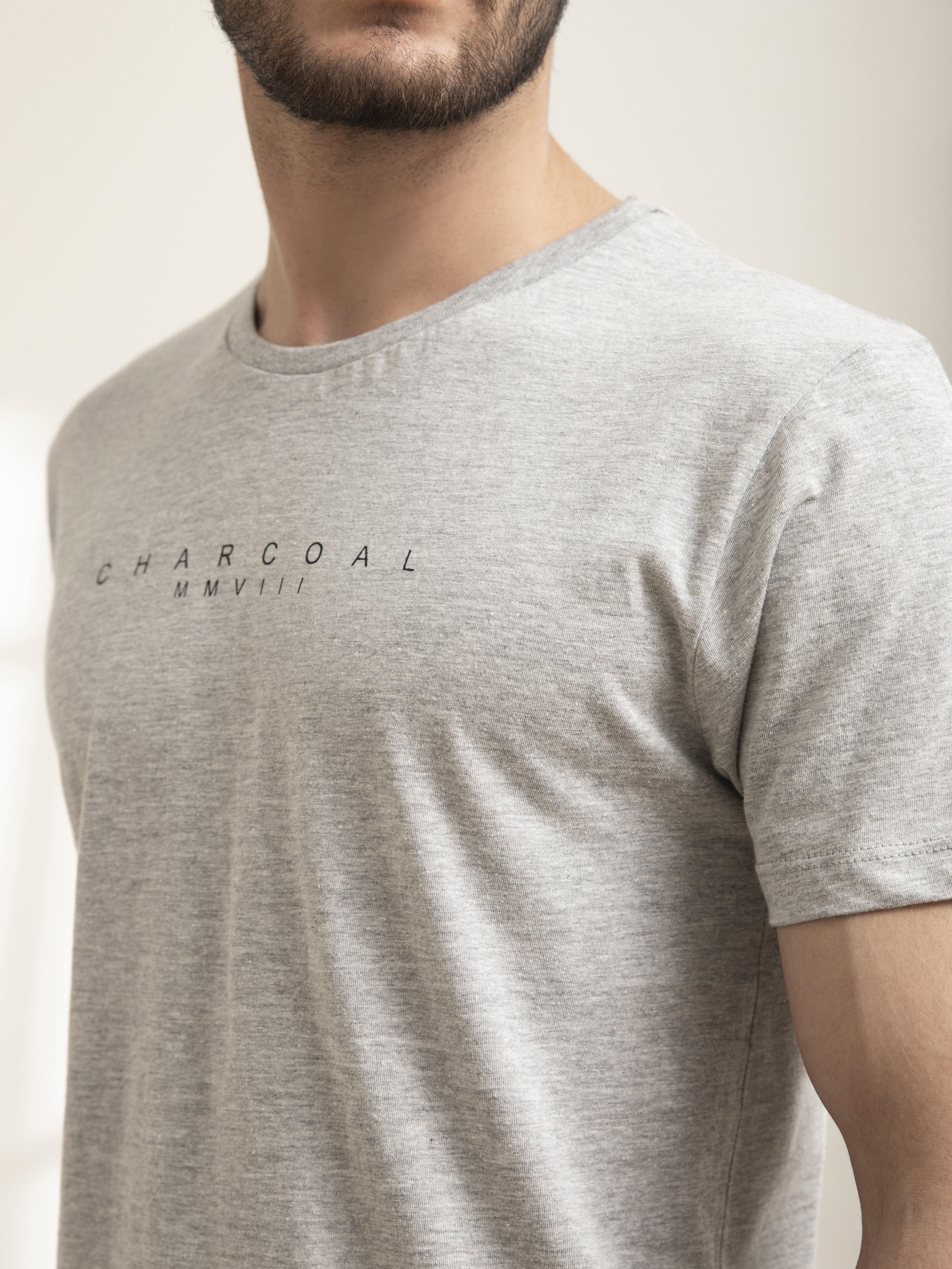 T SHIRT ROUND NECK SLEEPWEAR GREY MELANGE at Charcoal Clothing