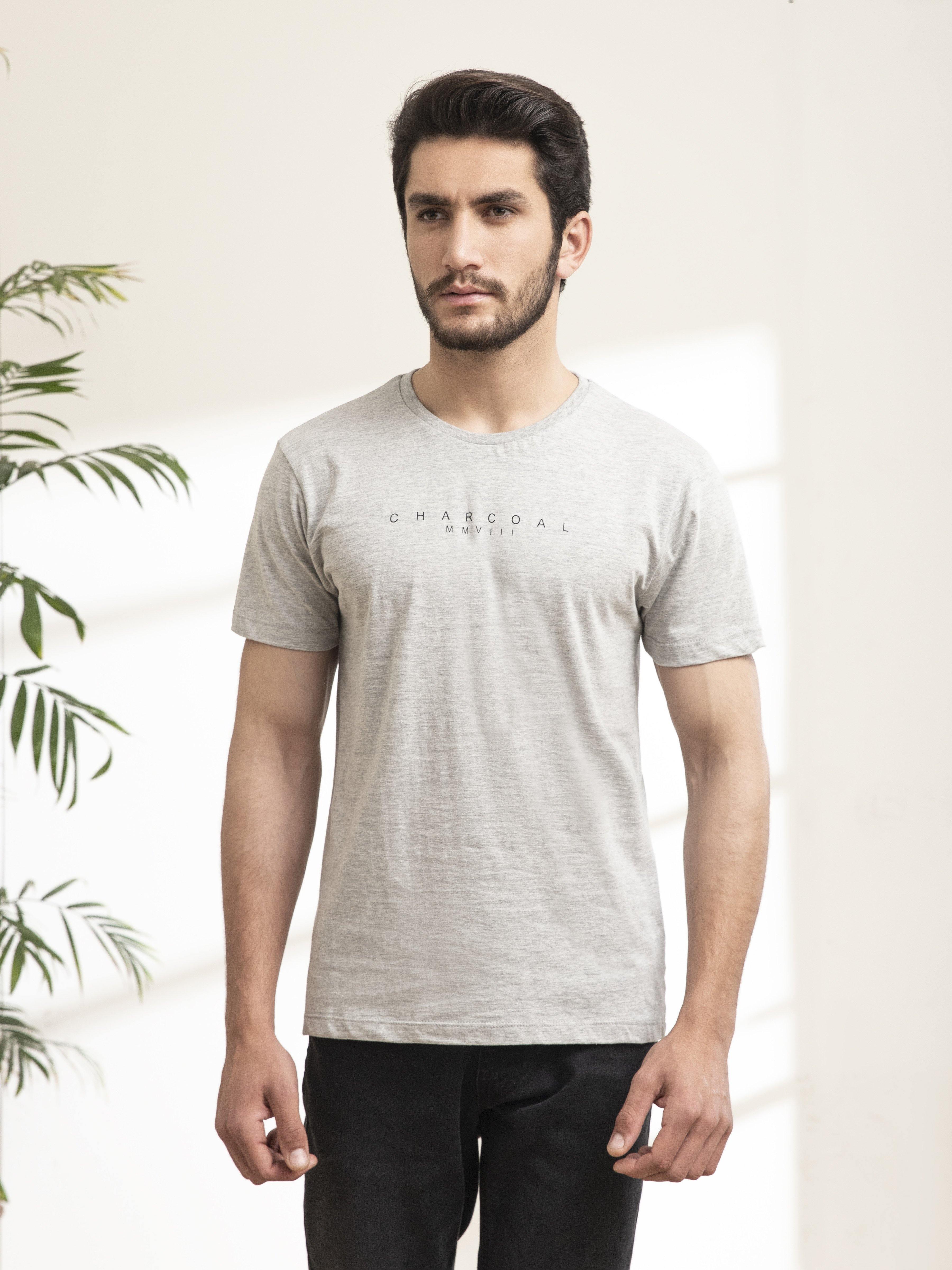 T SHIRT ROUND NECK SLEEPWEAR GREY MELANGE at Charcoal Clothing