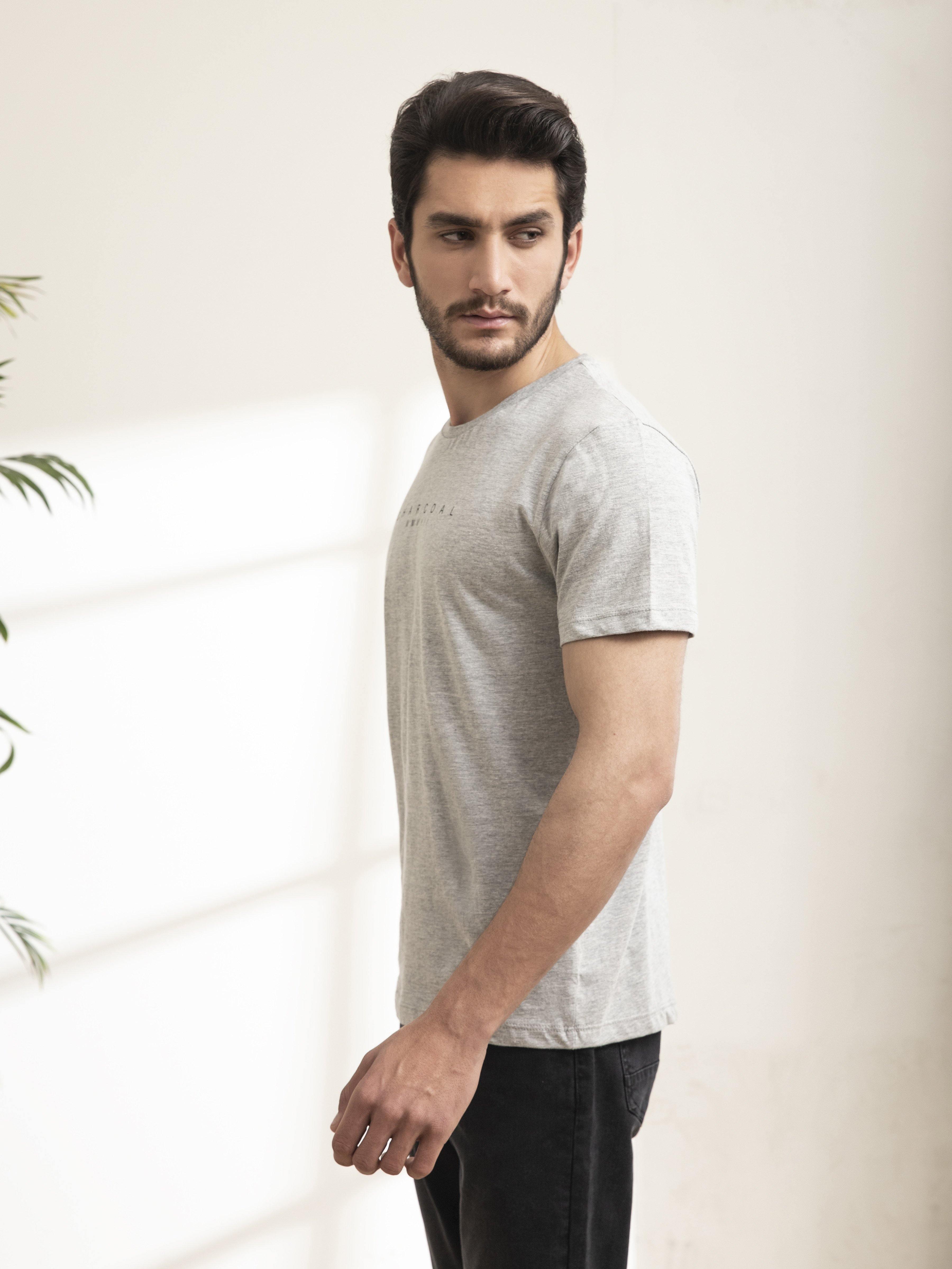T SHIRT ROUND NECK SLEEPWEAR GREY MELANGE at Charcoal Clothing