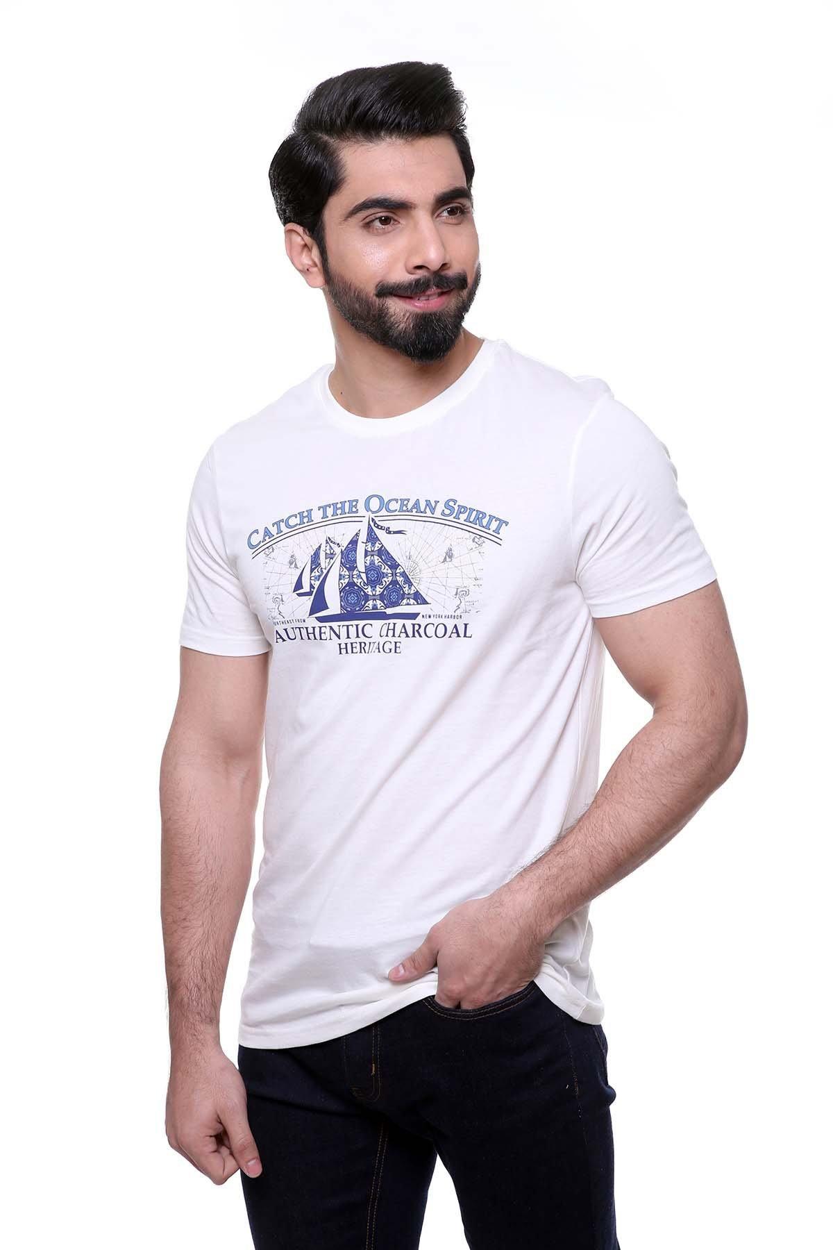 T SHIRT ROUND NECK WHITE at Charcoal Clothing