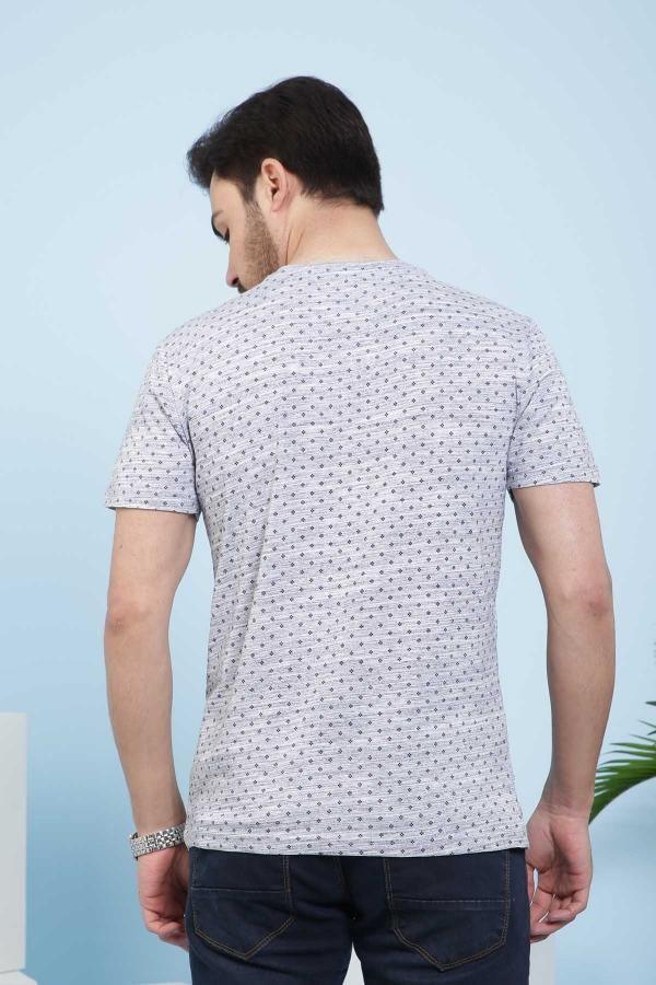 T SHIRT ROUND NICK PRINTED LIGHT GREY at Charcoal Clothing