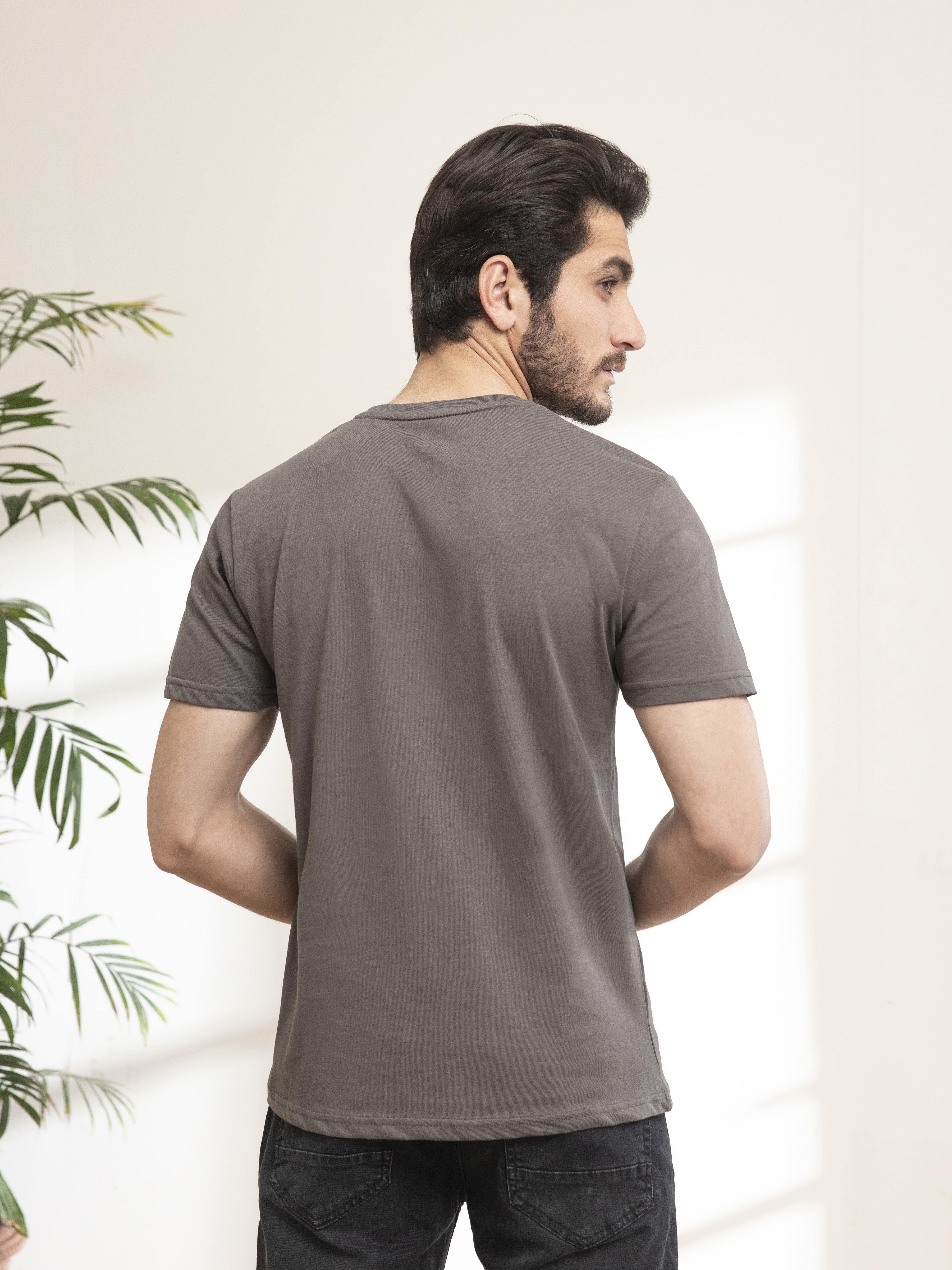 T SHIRT V NECK AIR BALOON CHARCOAL GREY at Charcoal Clothing