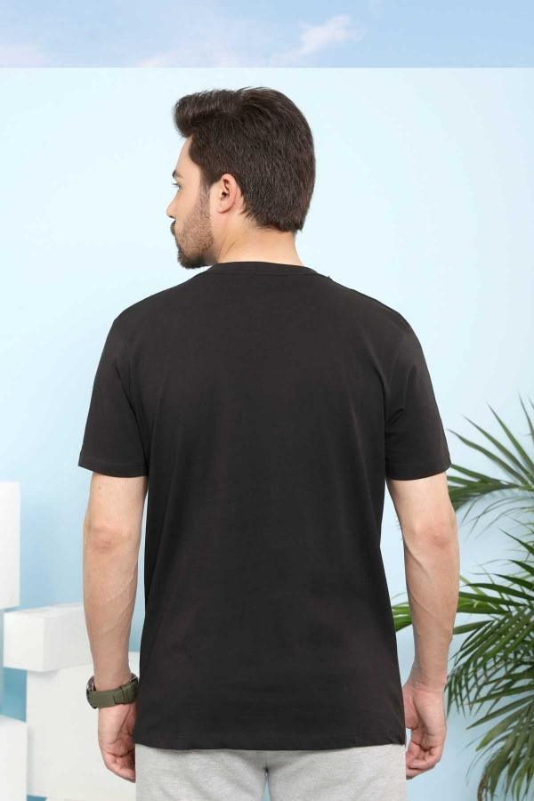 T SHIRT V NECK BLACK (SLEEPWEAR) at Charcoal Clothing