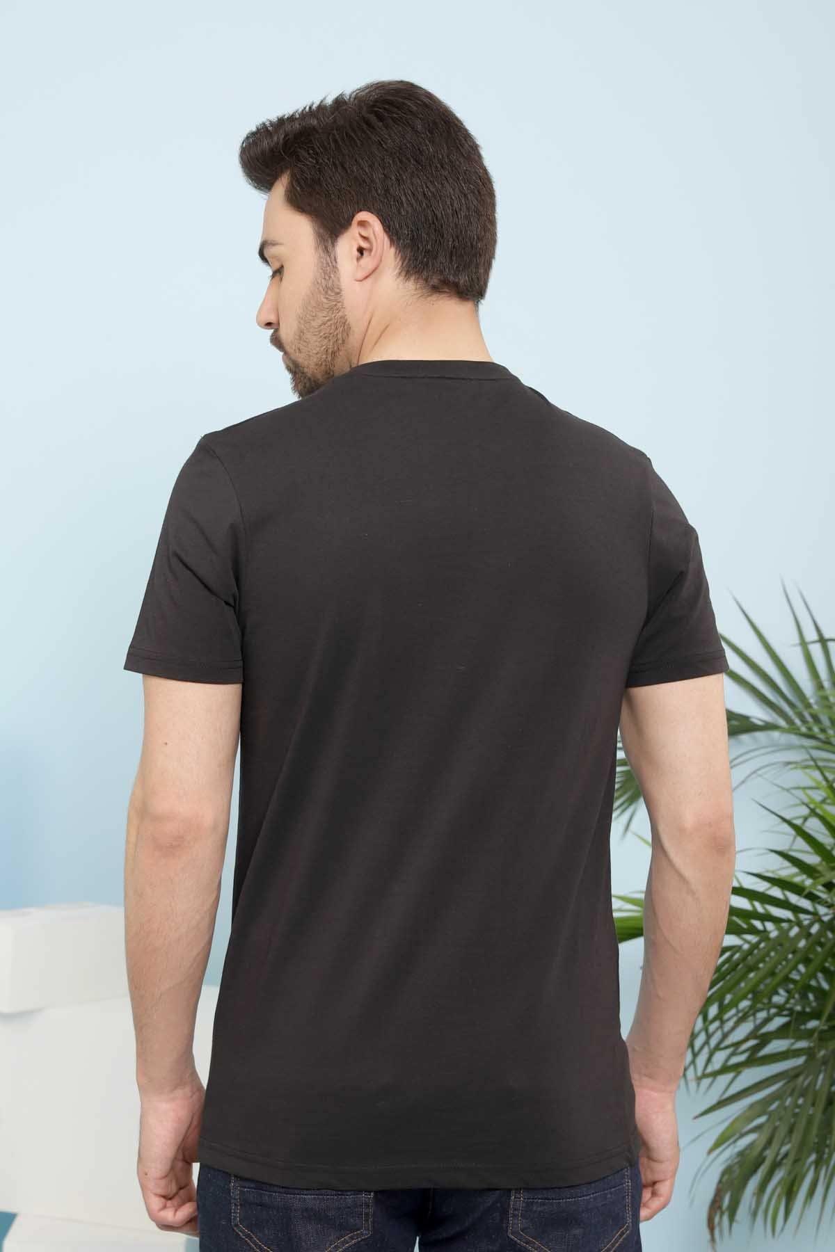 T SHIRT V NECK BLACK at Charcoal Clothing