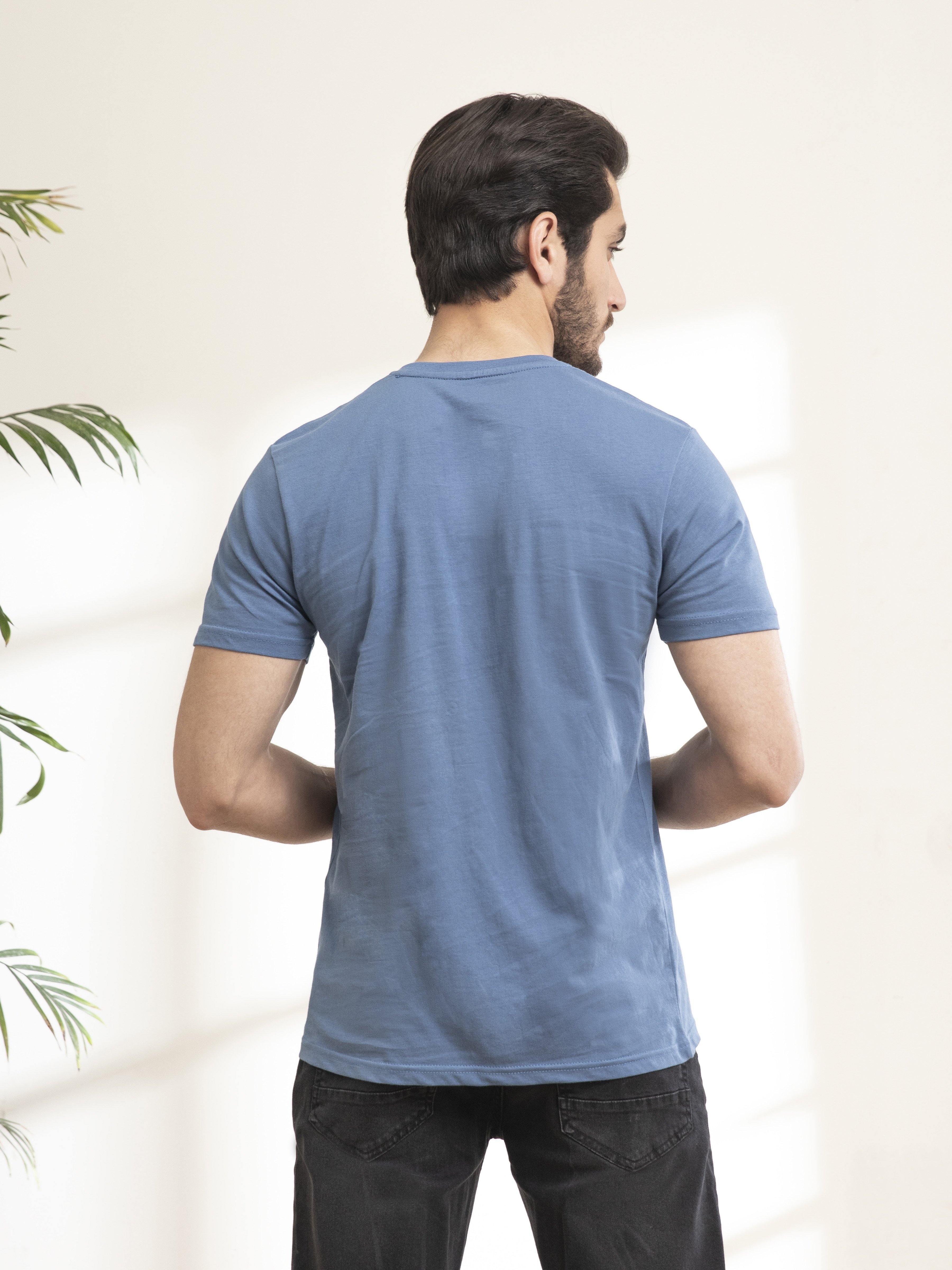 T SHIRT V NECK BLUE GREY at Charcoal Clothing