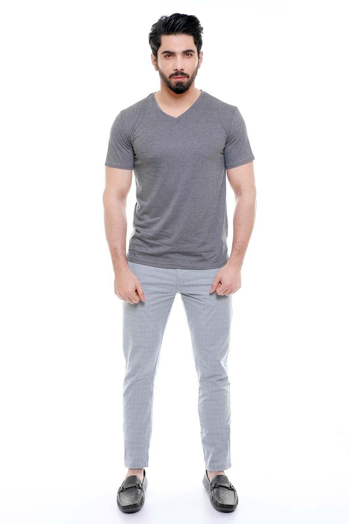 T SHIRT V NECK DARK GREY at Charcoal Clothing