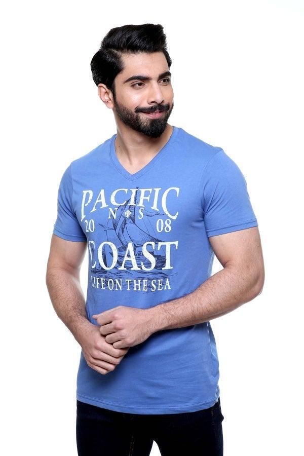 T SHIRT V NECK INK BLUE at Charcoal Clothing