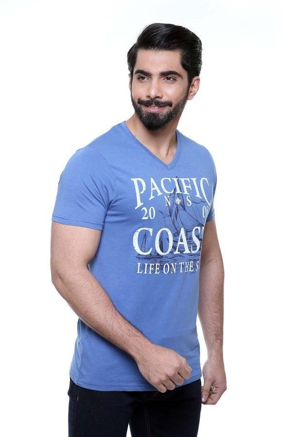 T SHIRT V NECK INK BLUE at Charcoal Clothing