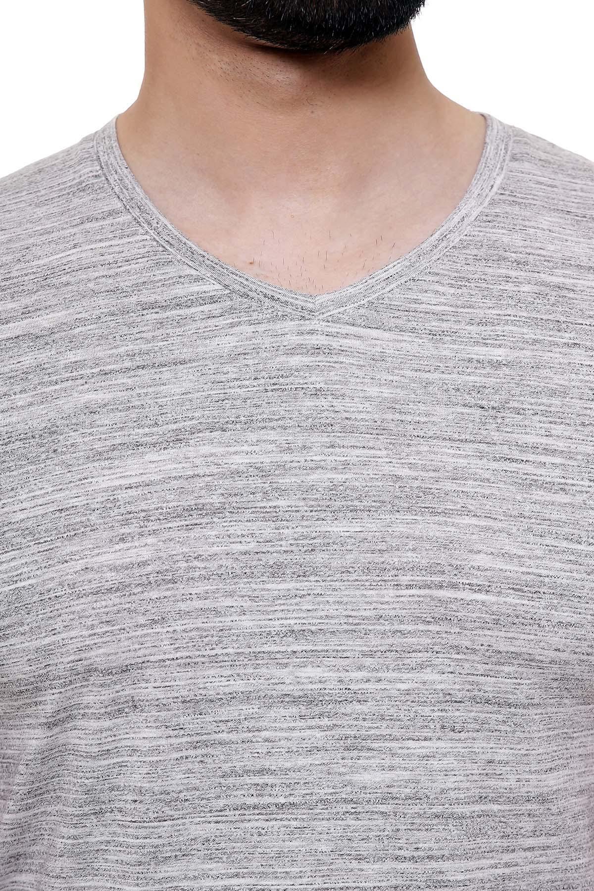 T SHIRT V NECK LIGHT GREY at Charcoal Clothing