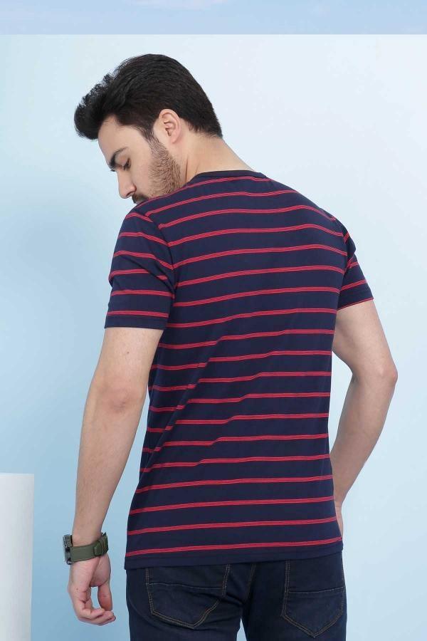 T SHIRT V NECK NAVY RED at Charcoal Clothing