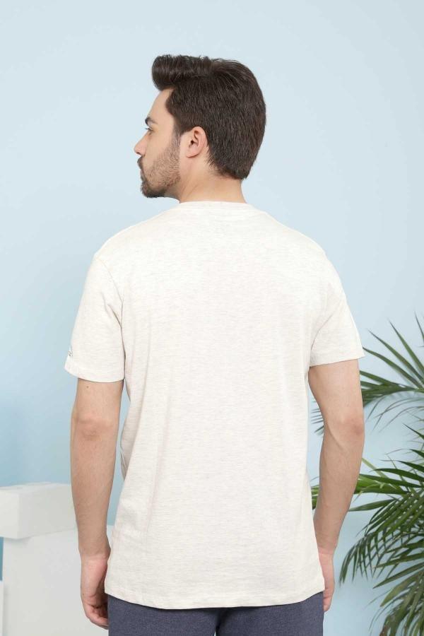 T SHIRT V NECK OATMEAL (SLEEPWEAR) at Charcoal Clothing
