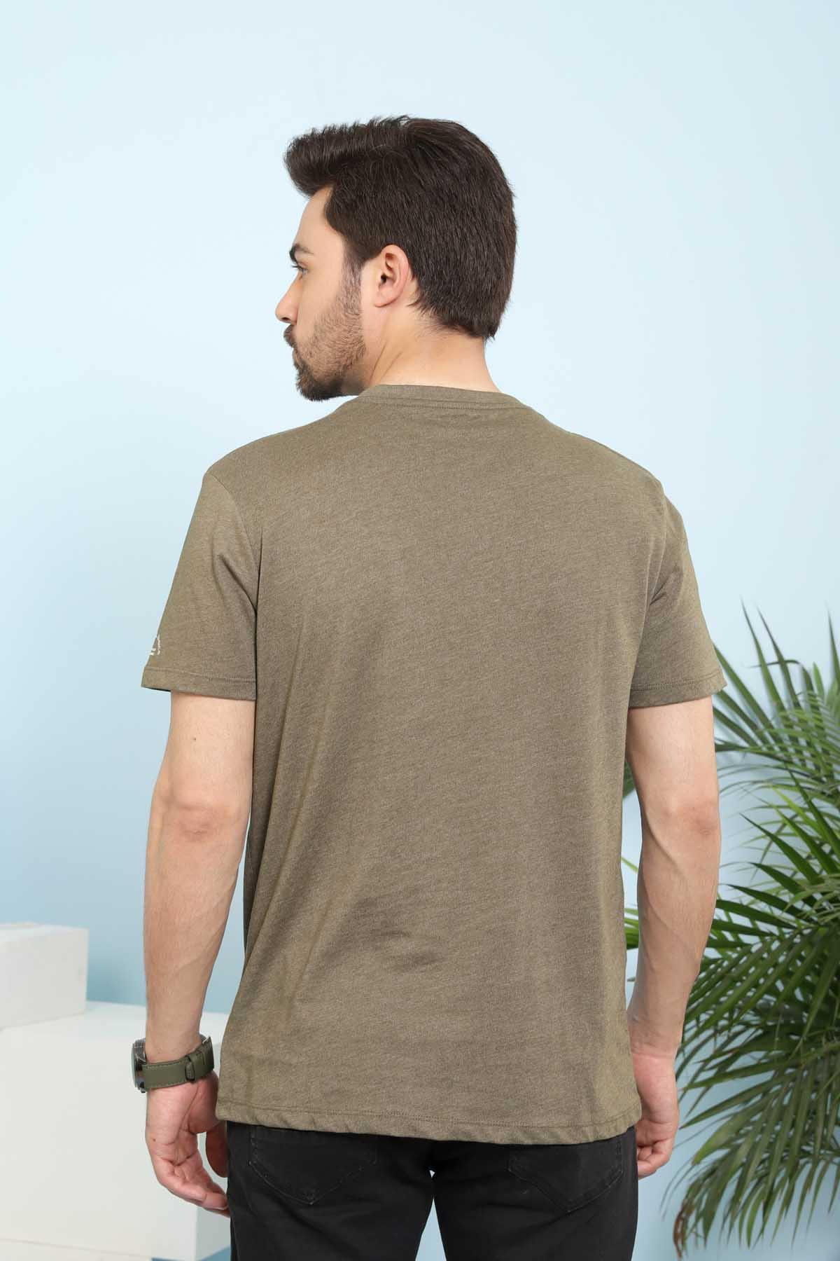 Olive short-sleeve sleep t-shirt, back view