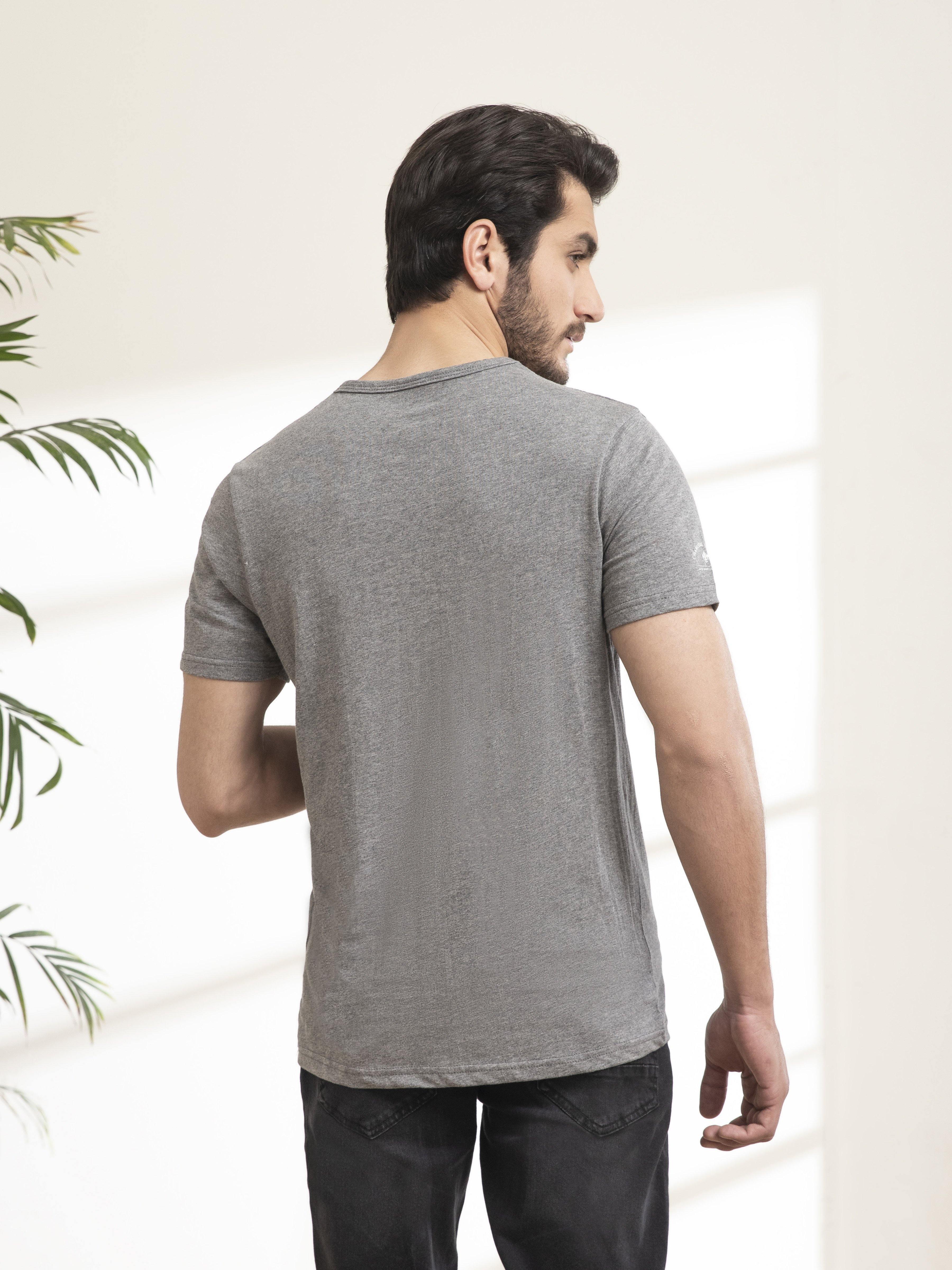 T SHIRT Y NECK DARK GREY at Charcoal Clothing