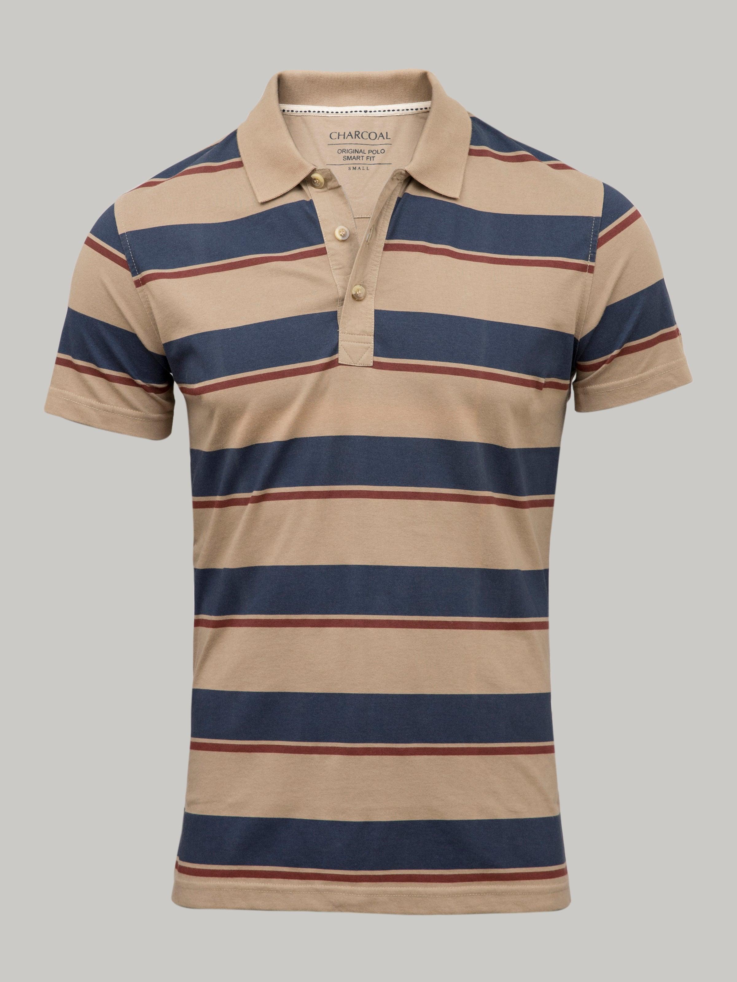 T Shirt Polo Khaki Navy at Charcoal Clothing