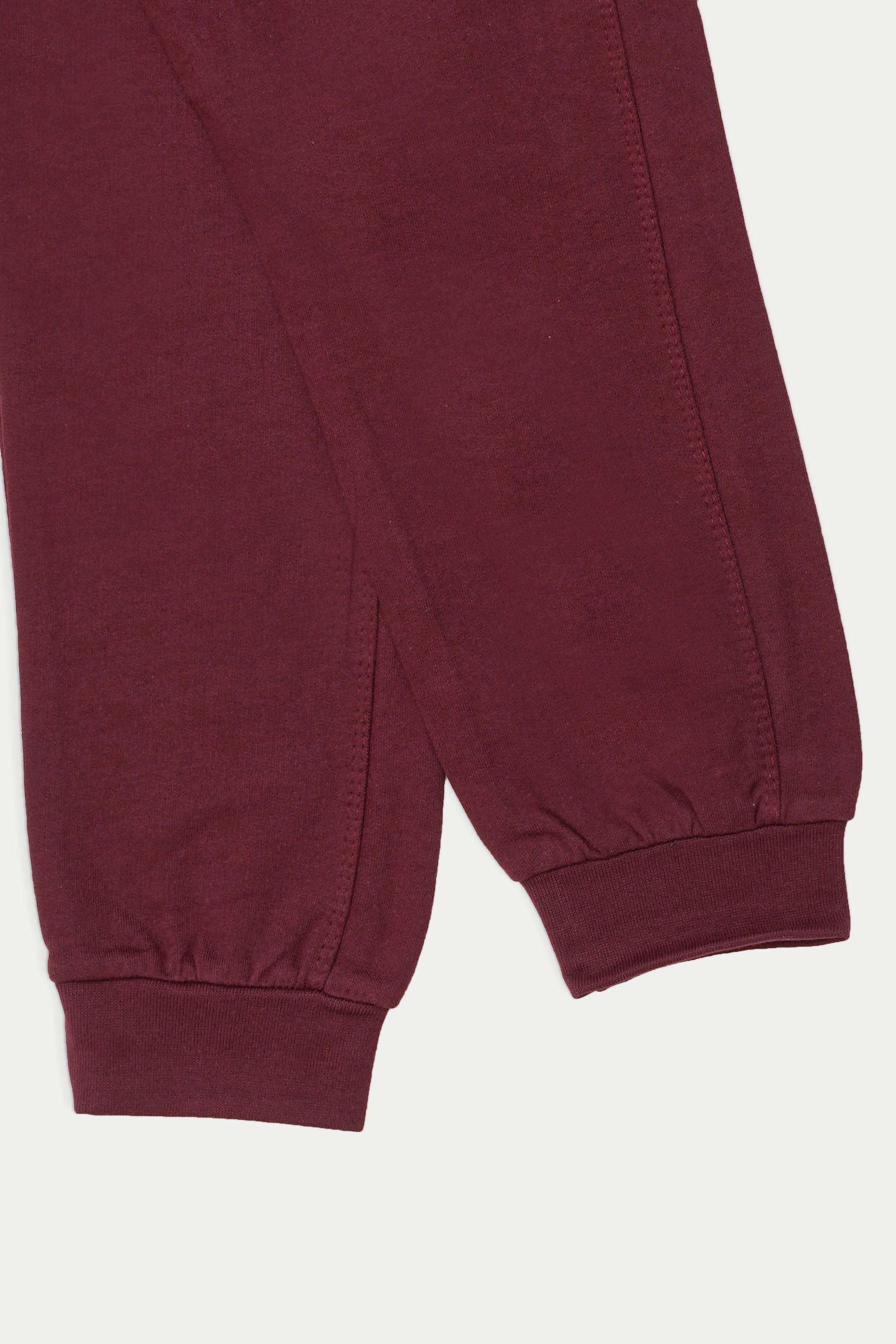 TERRY CONTRAST JOGGING TROUSER MAROON at Charcoal Clothing