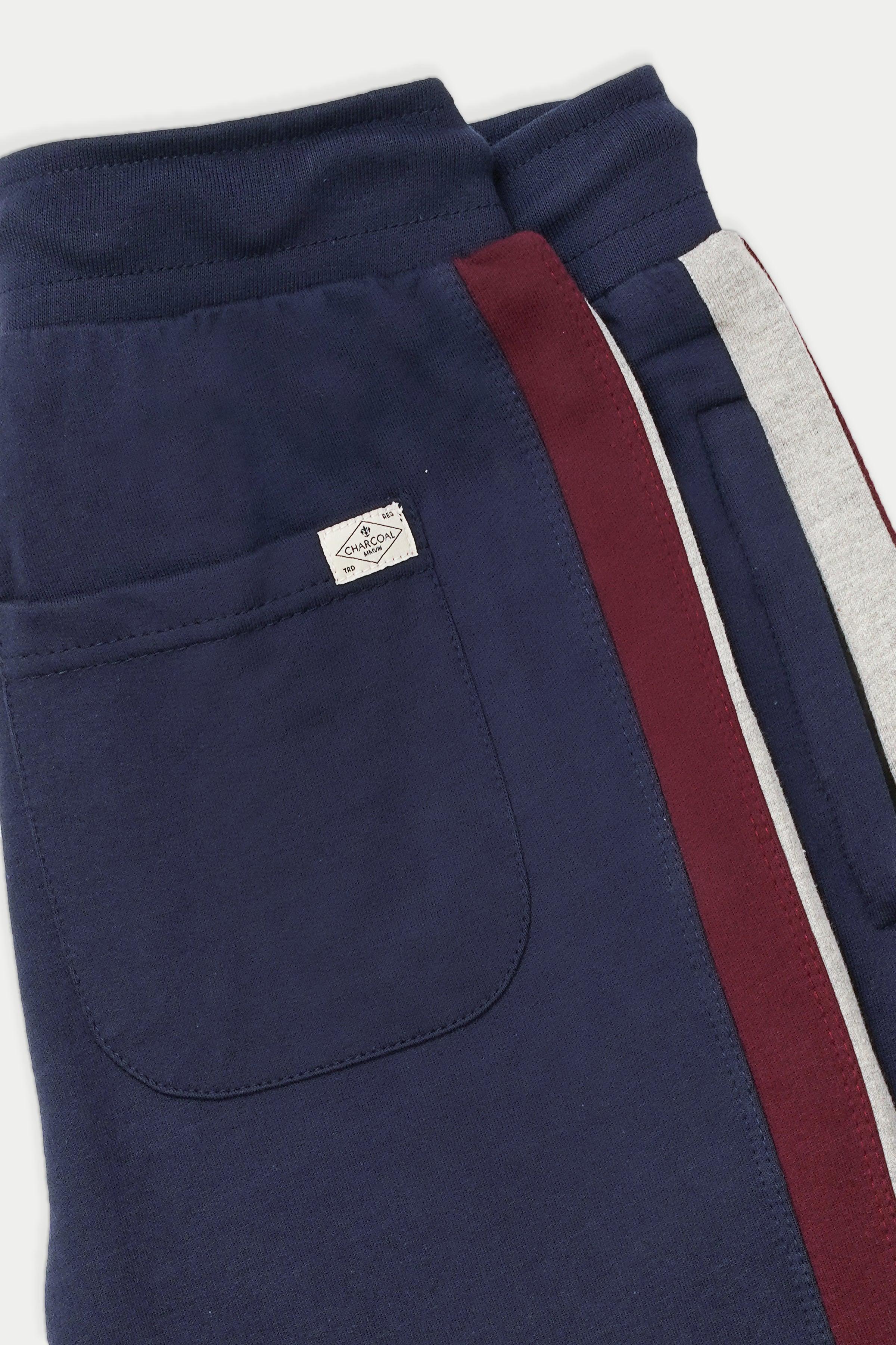 TERRY CONTRAST JOGGING TROUSER NAVY at Charcoal Clothing
