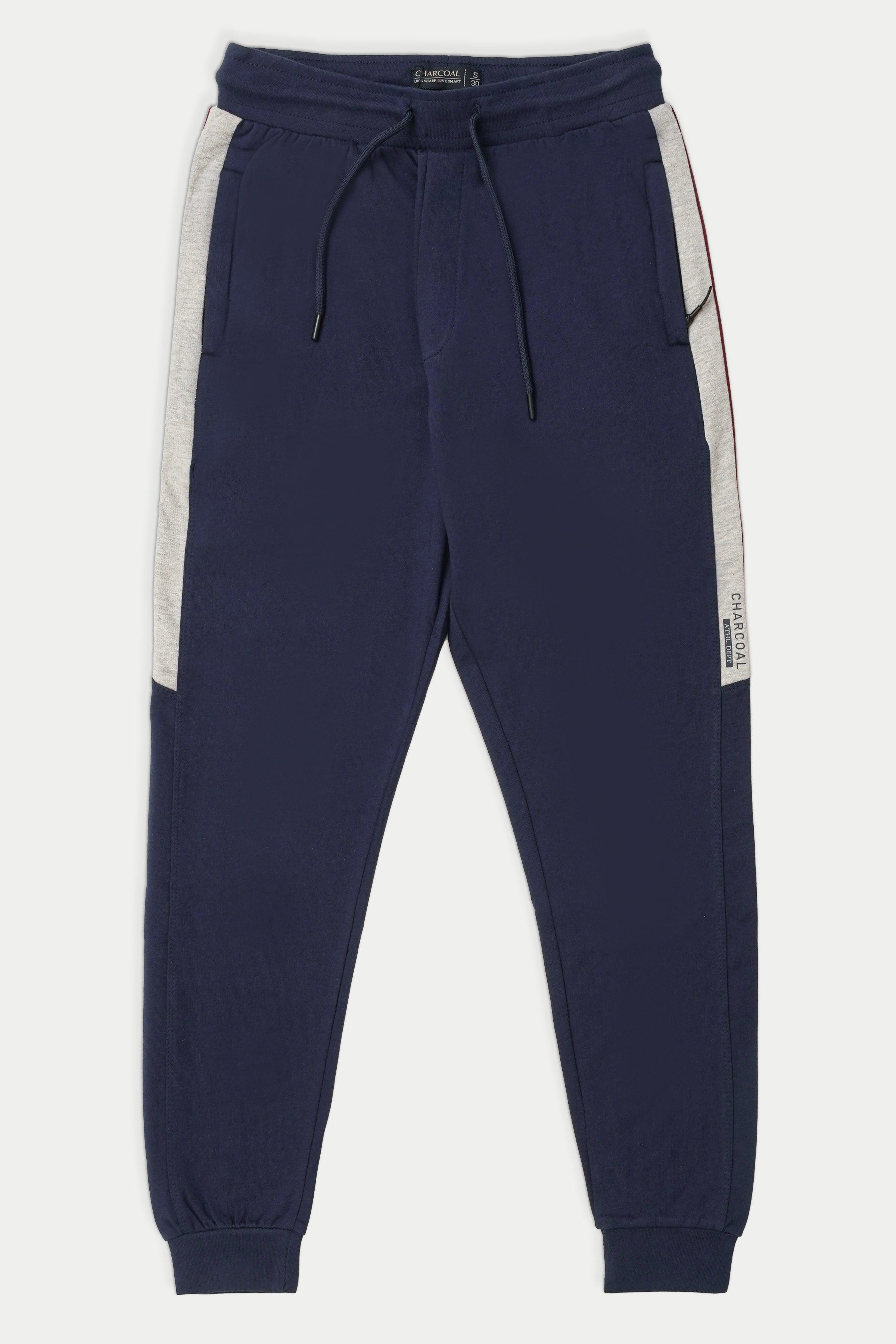 TERRY CONTRAST JOGGING TROUSER NAVY at Charcoal Clothing