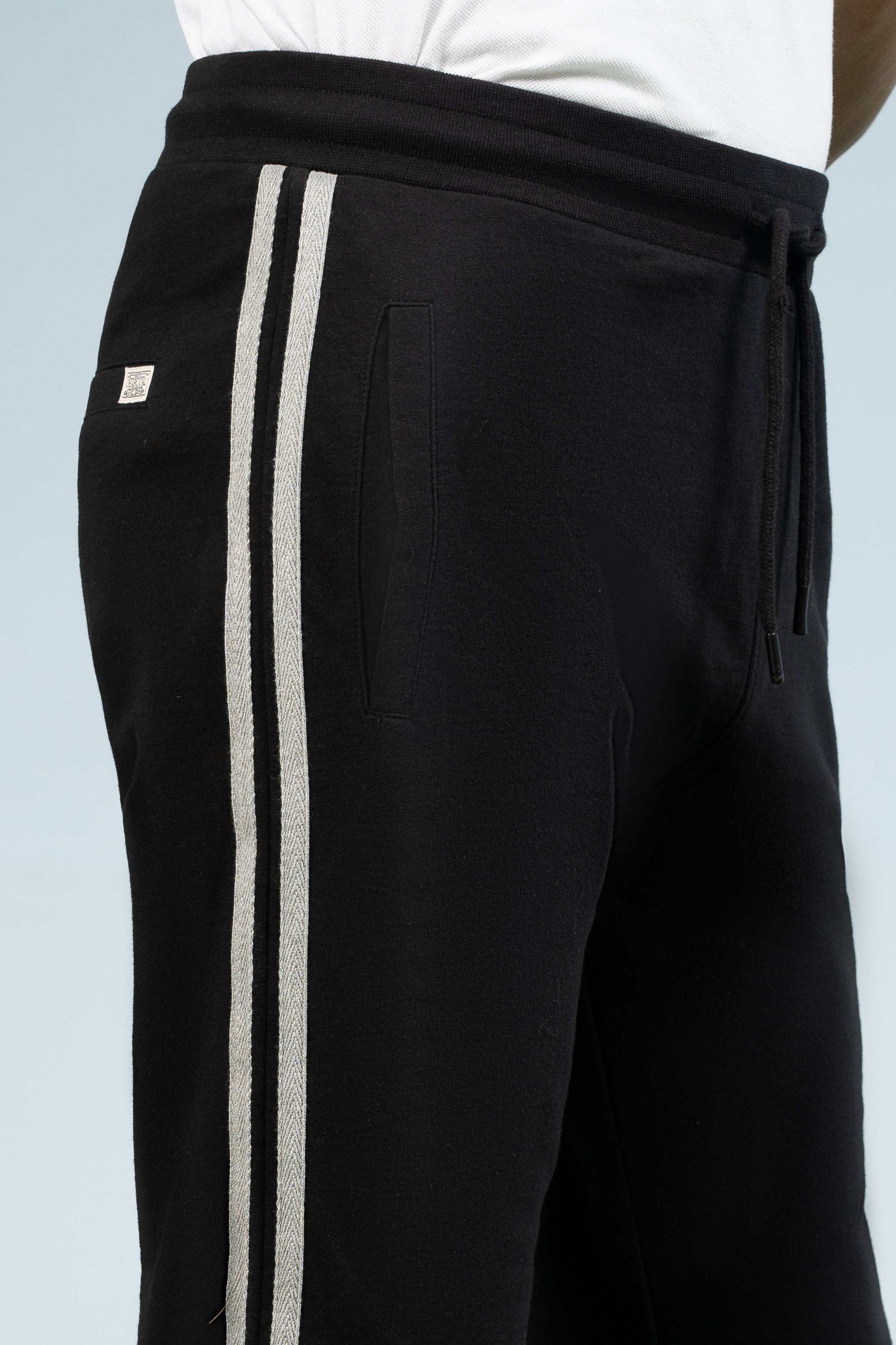 TERRY CONTRAST TAPE TROUSER BLACK at Charcoal Clothing