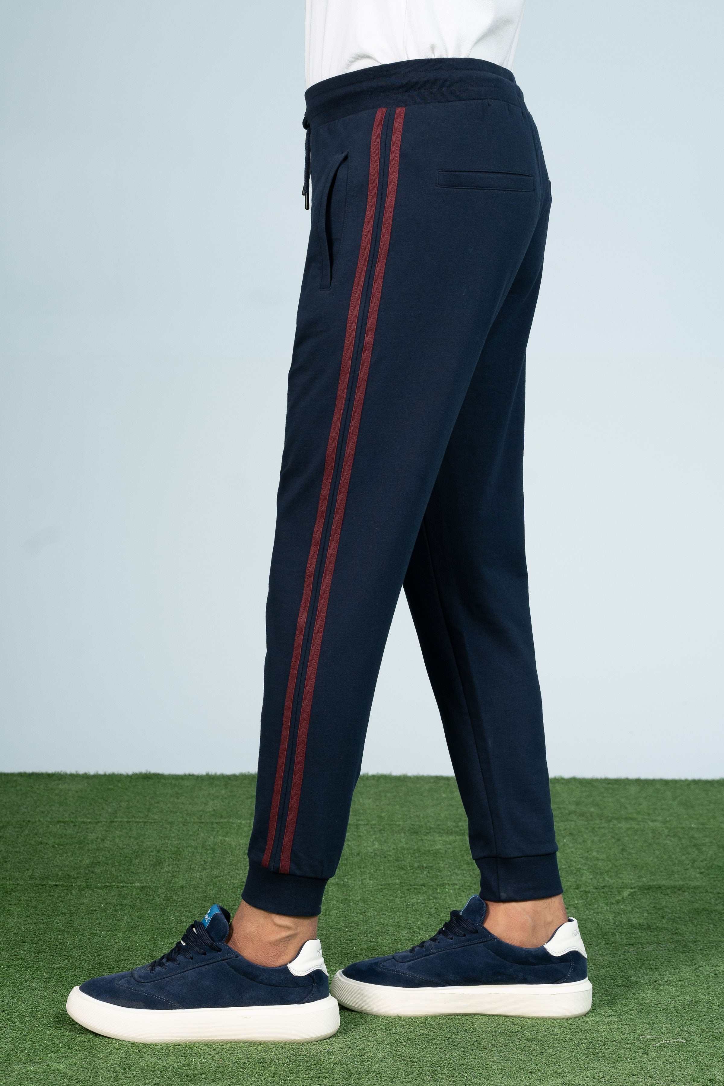 TERRY CONTRAST TAPE TROUSER NAVY at Charcoal Clothing