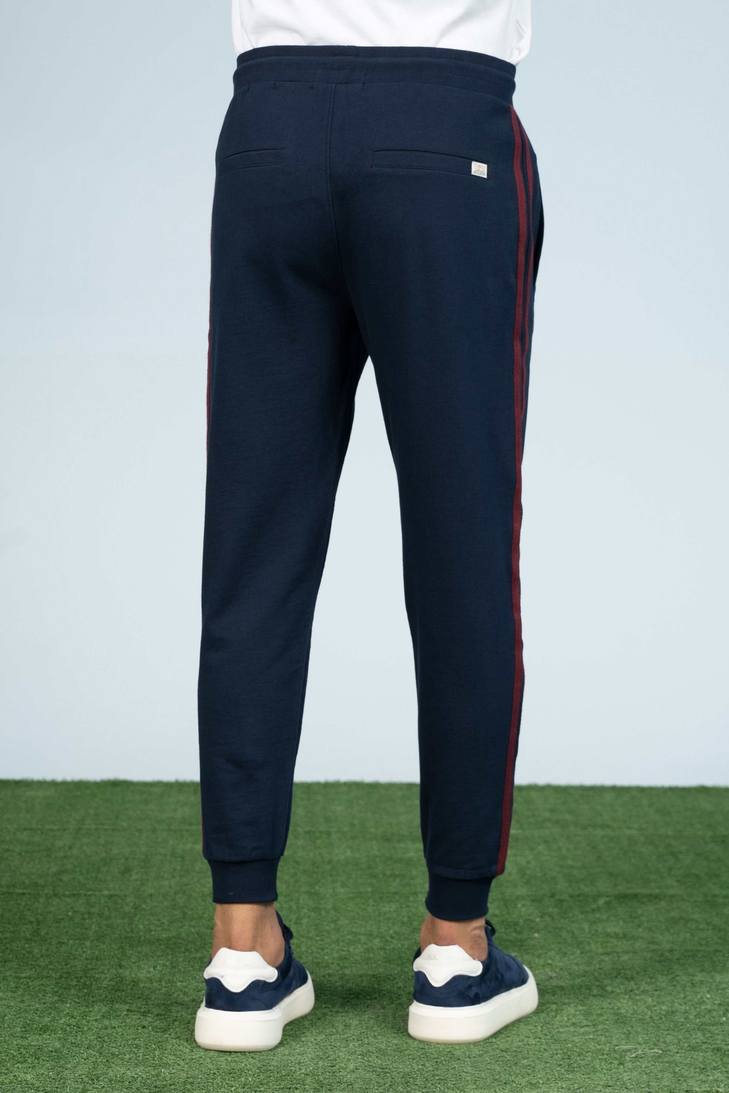 TERRY CONTRAST TAPE TROUSER NAVY at Charcoal Clothing