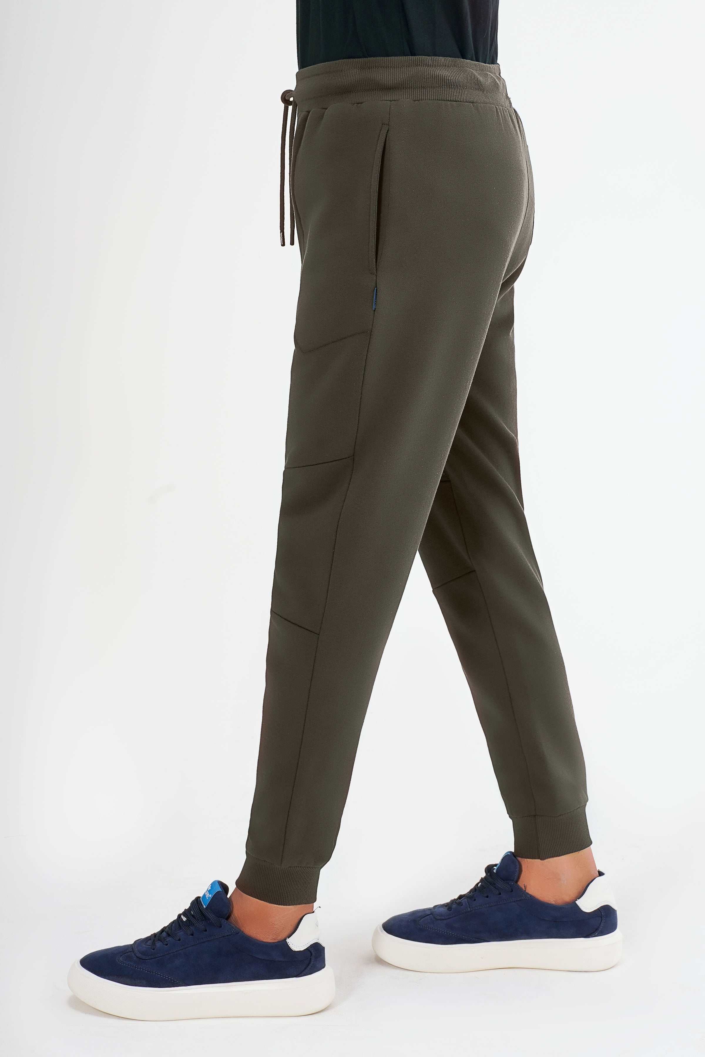 TERRY FLEECE JOGGER TROUSER DARK OLIVE at Charcoal Clothing