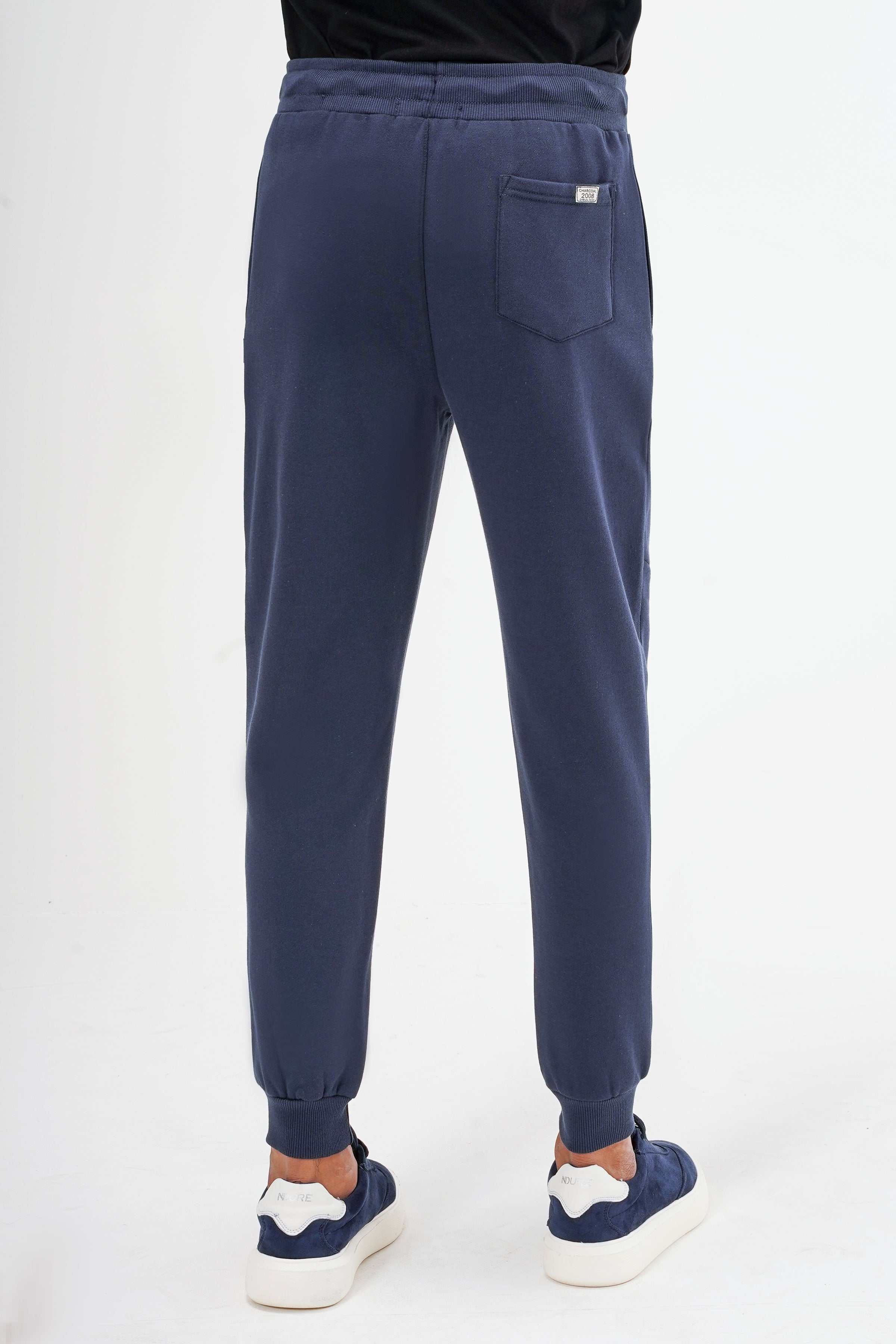 TERRY FLEECE JOGGER TROUSER NAVY at Charcoal Clothing