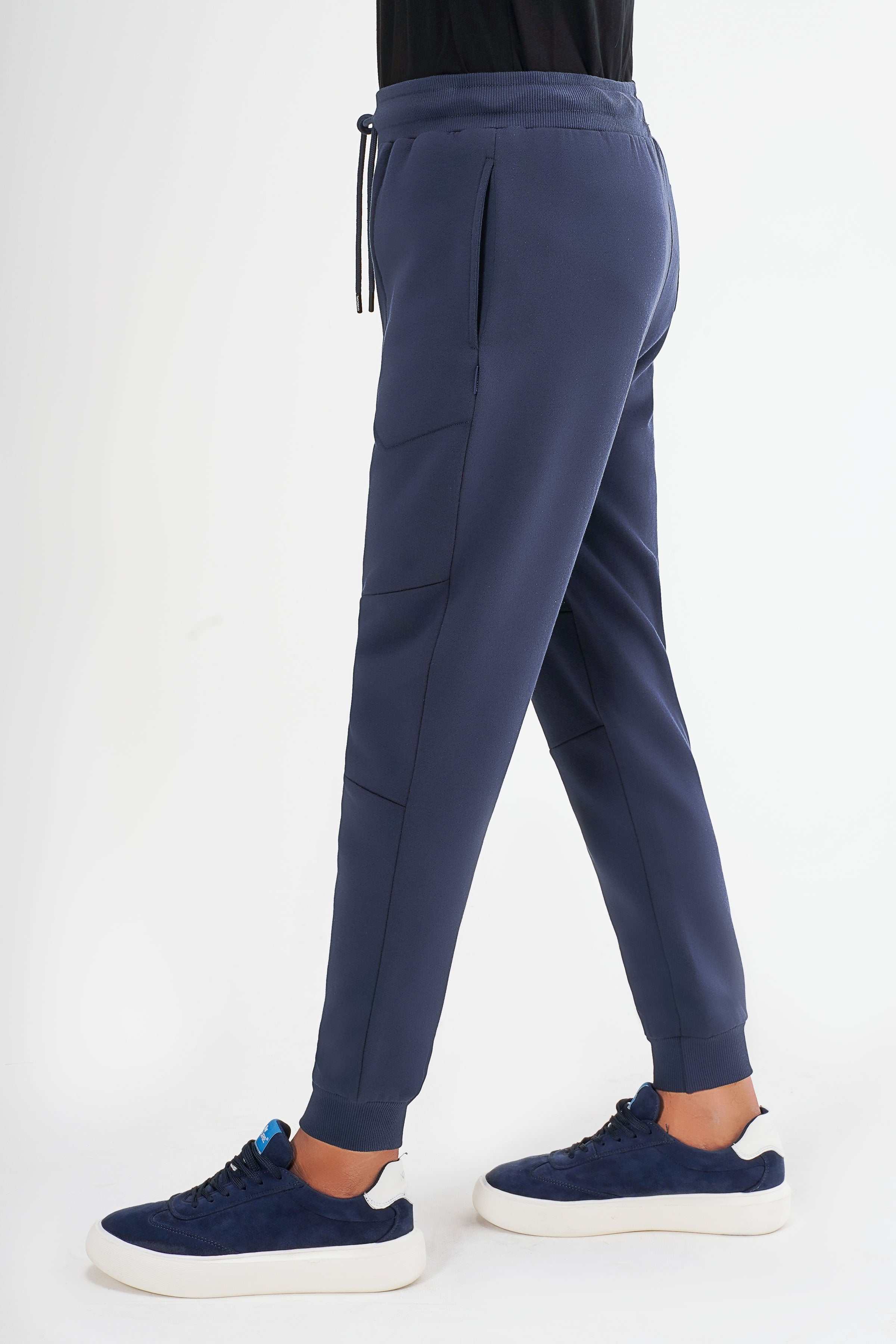TERRY FLEECE JOGGER TROUSER NAVY at Charcoal Clothing