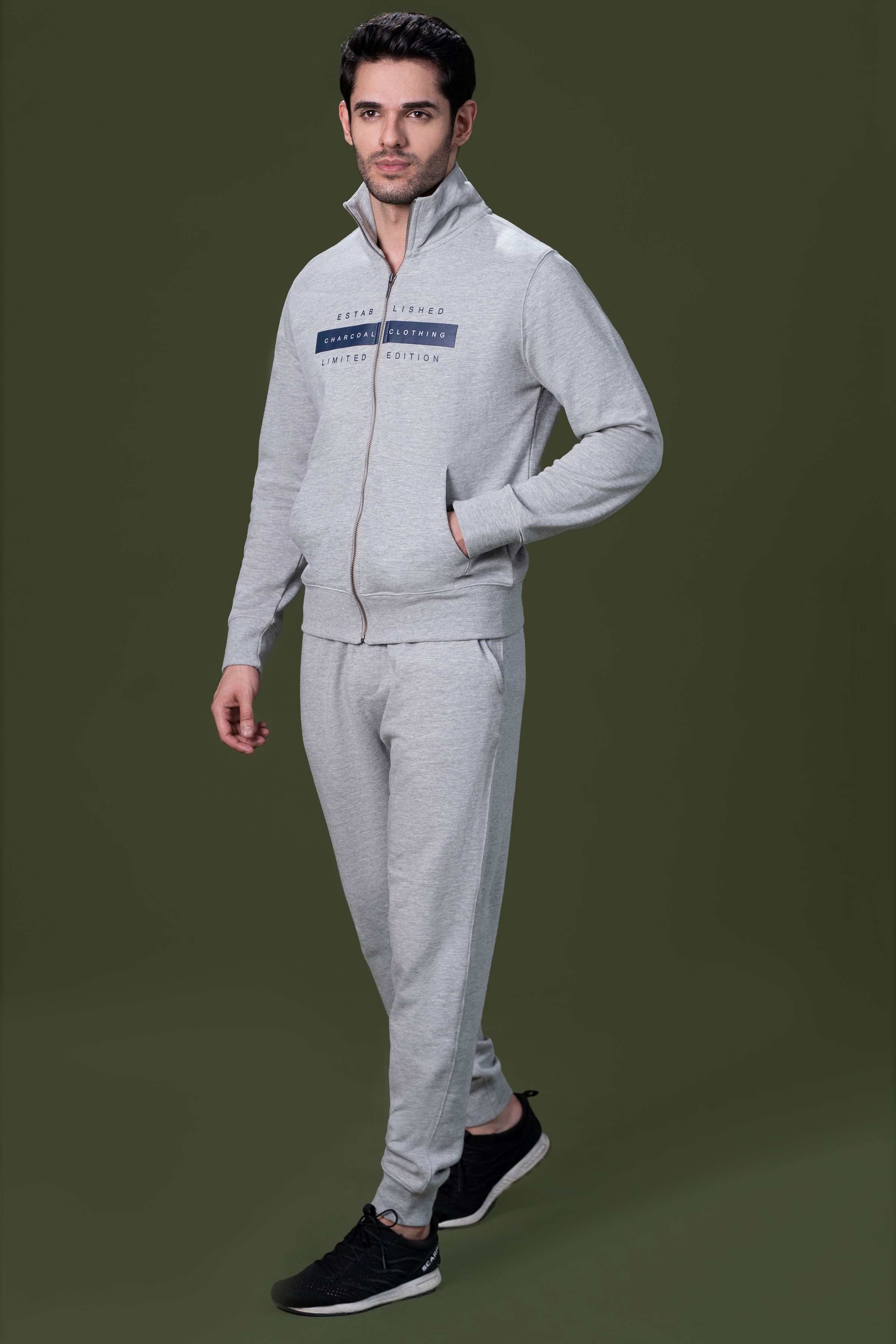 TERRY JOGGER TROUSER GREY MELANGE at Charcoal Clothing