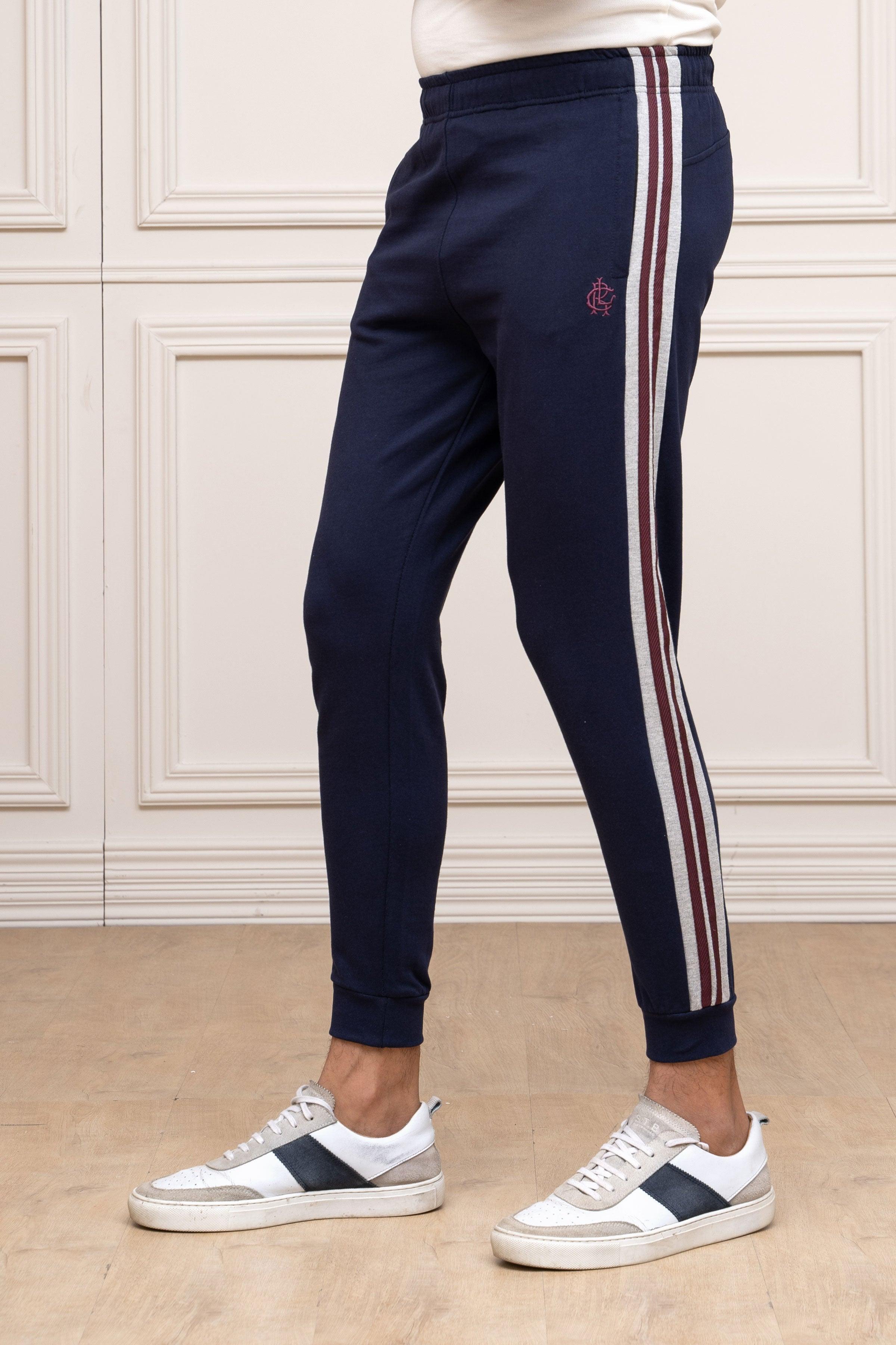 TERRY SIDE PANEL TROUSER NAVY at Charcoal Clothing