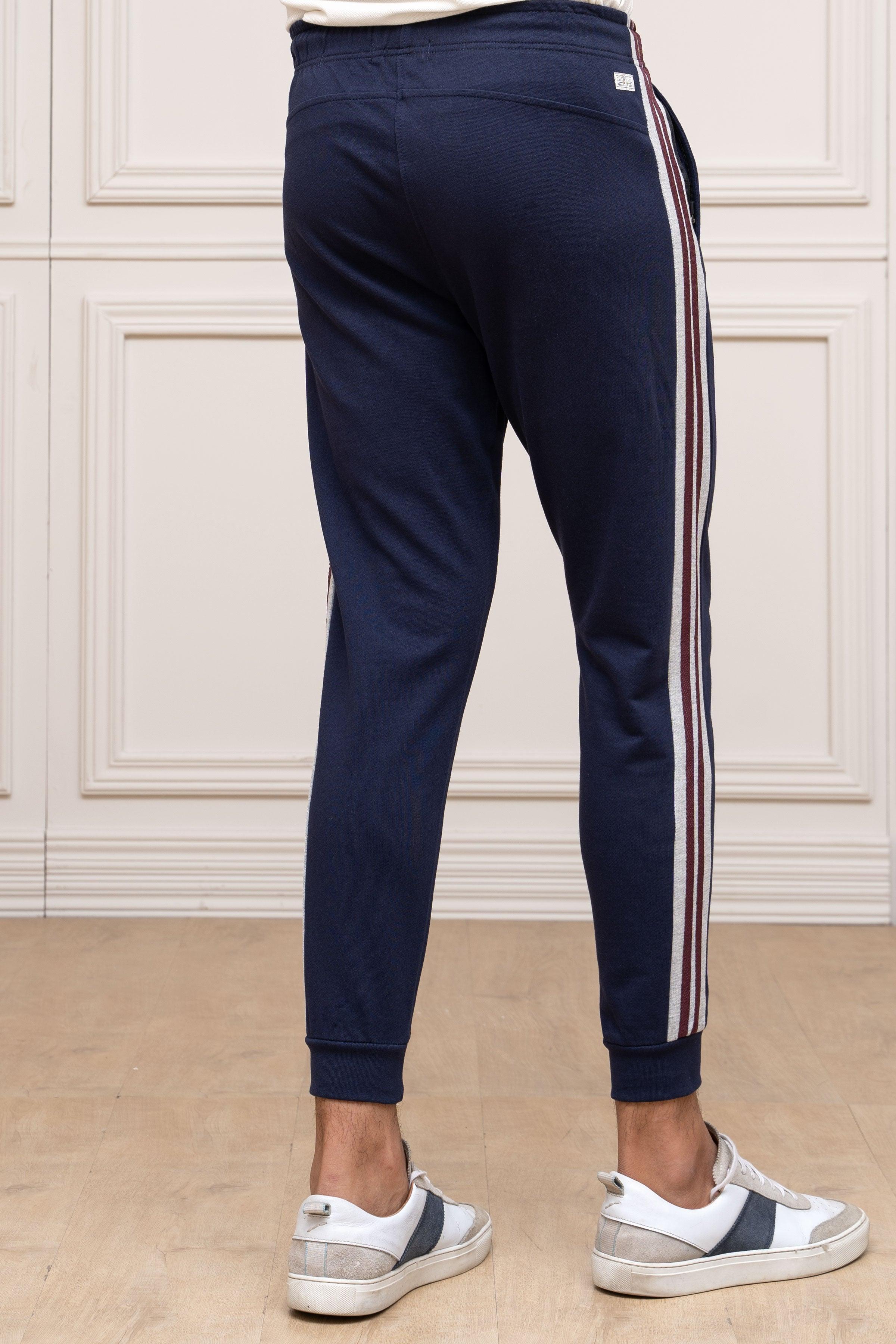 TERRY SIDE PANEL TROUSER NAVY at Charcoal Clothing