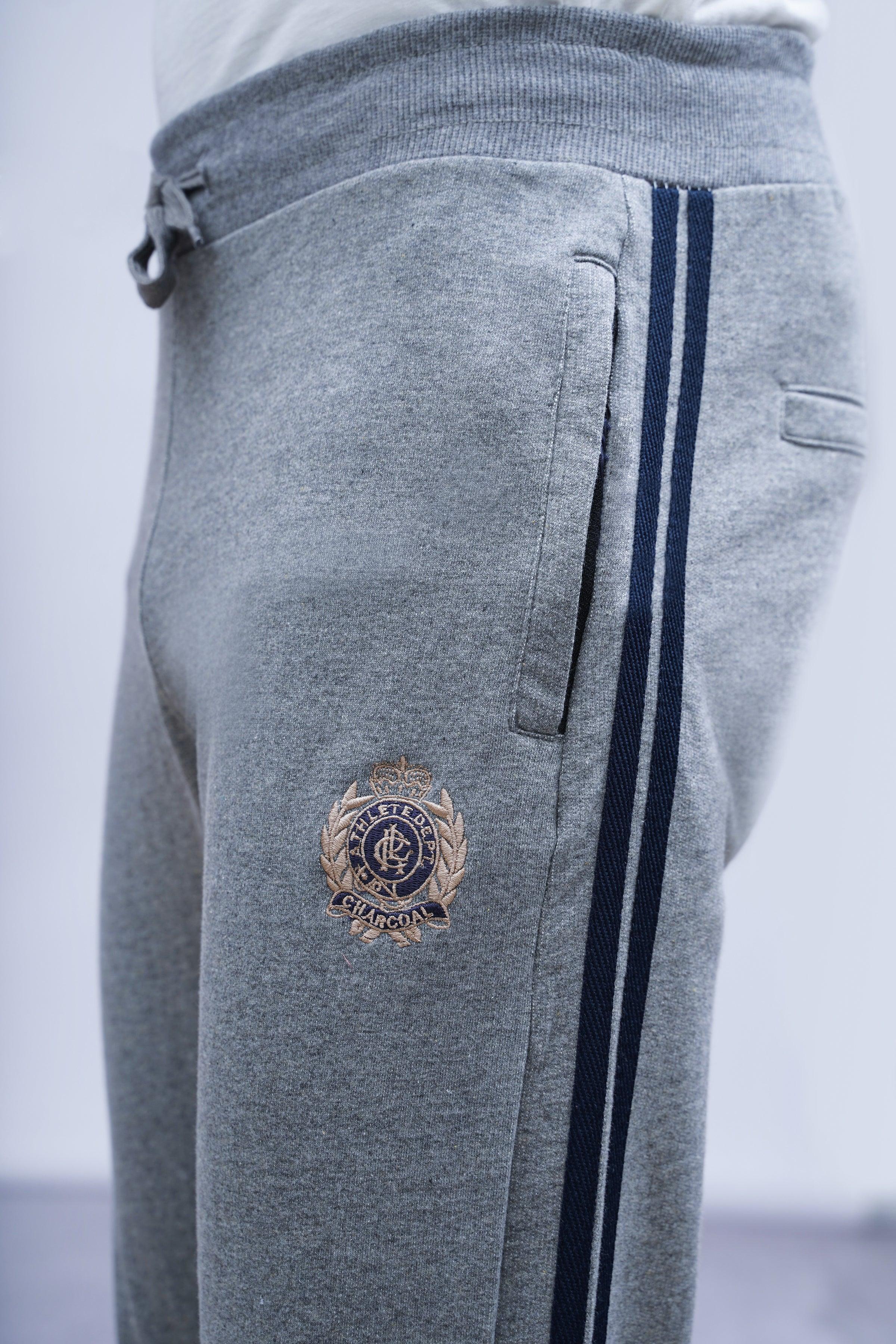 TERRY SIDE TAPE TROUSER GREY at Charcoal Clothing