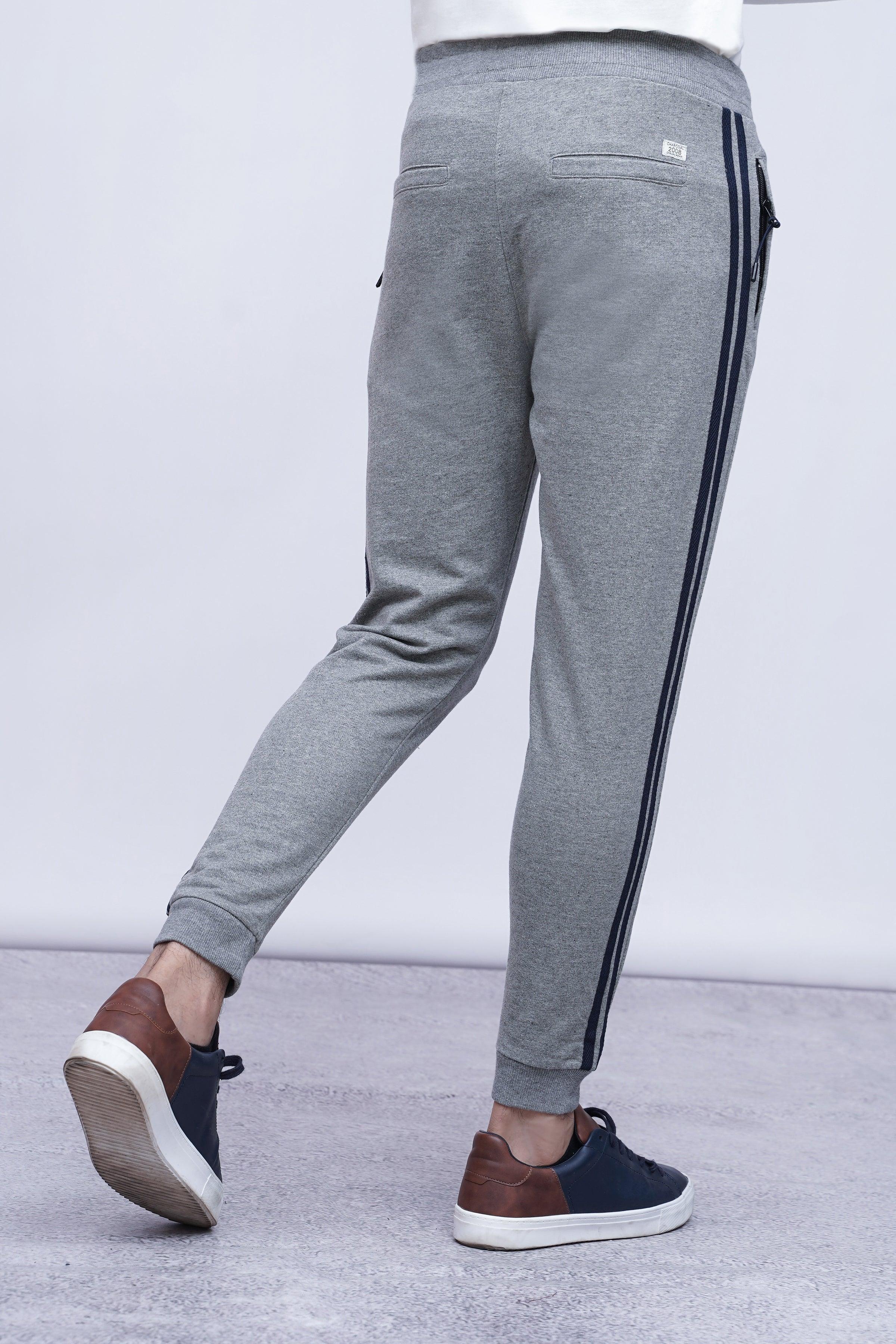 TERRY SIDE TAPE TROUSER GREY at Charcoal Clothing