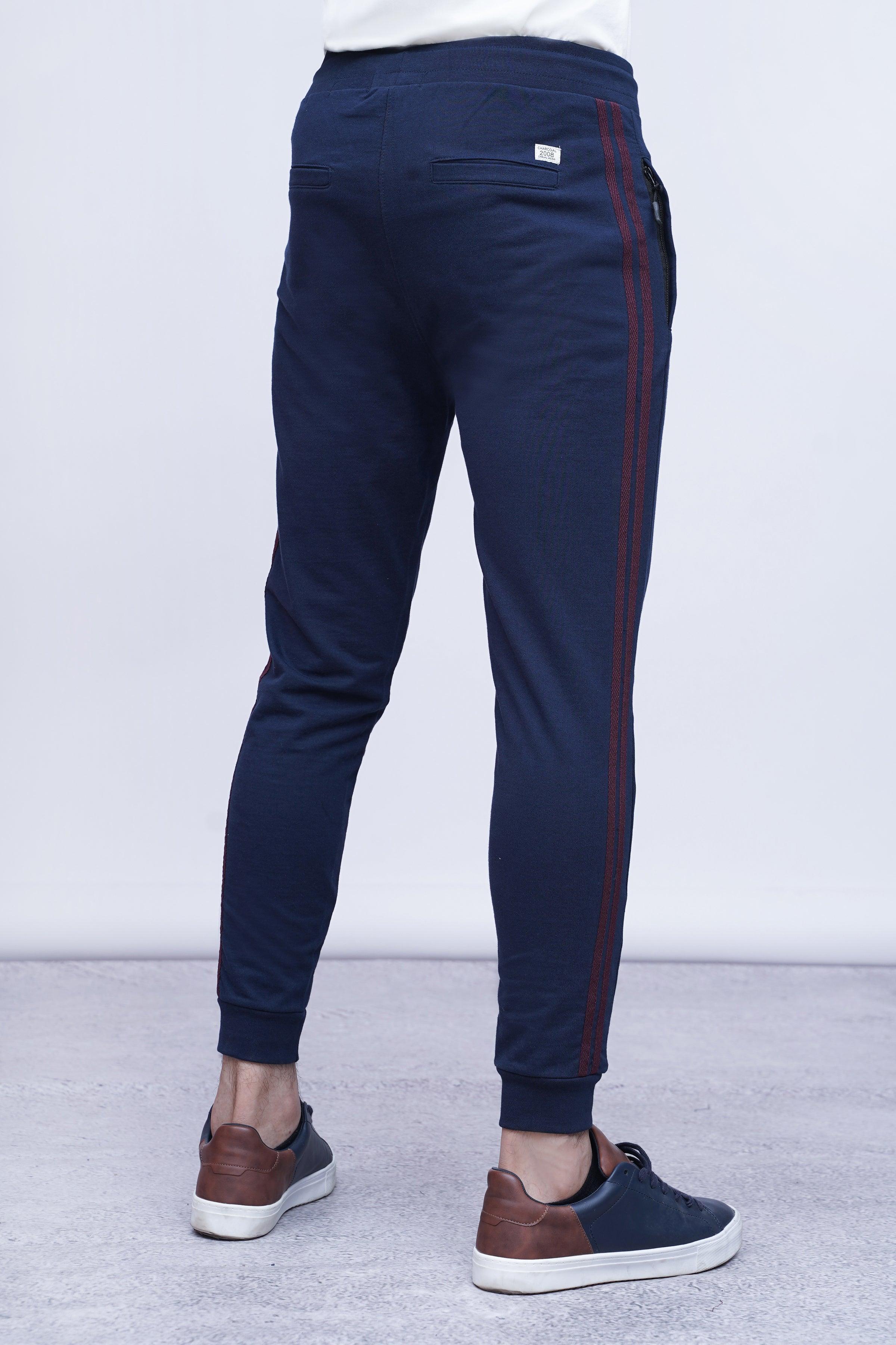 TERRY SIDE TAPE TROUSER NAVY at Charcoal Clothing