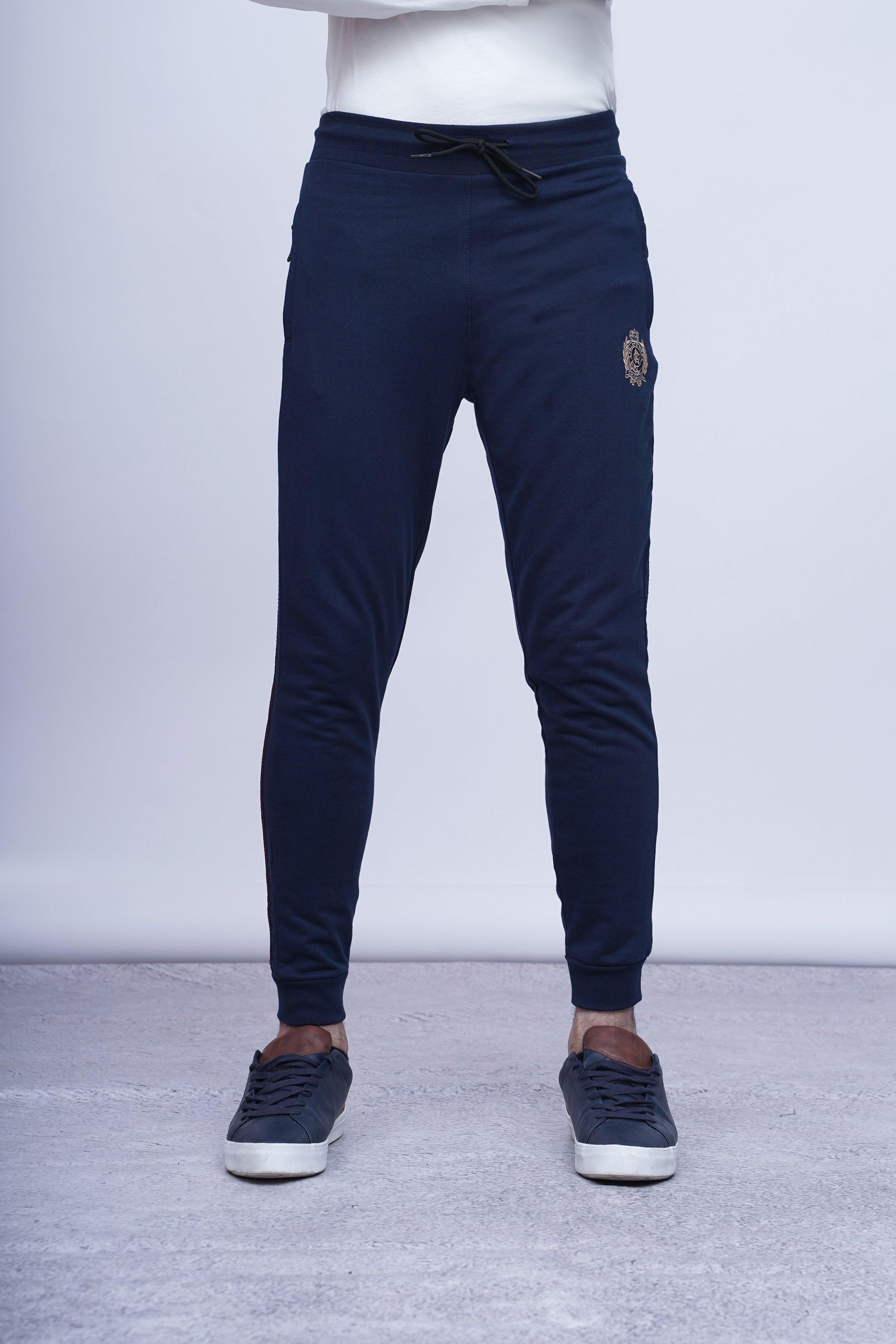 TERRY SIDE TAPE TROUSER NAVY at Charcoal Clothing